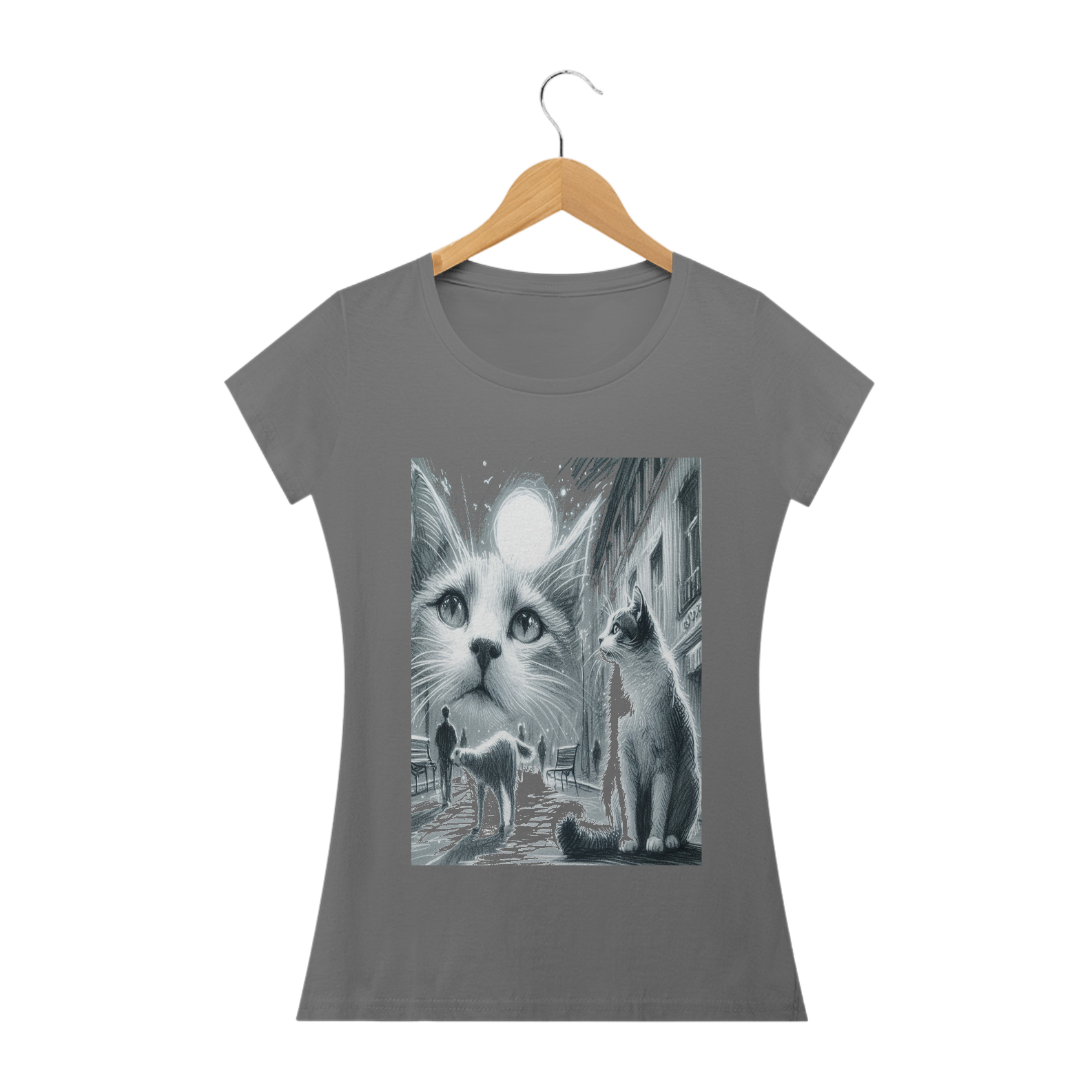 Camiseta Baby Long Estonada- Gato ao Luar