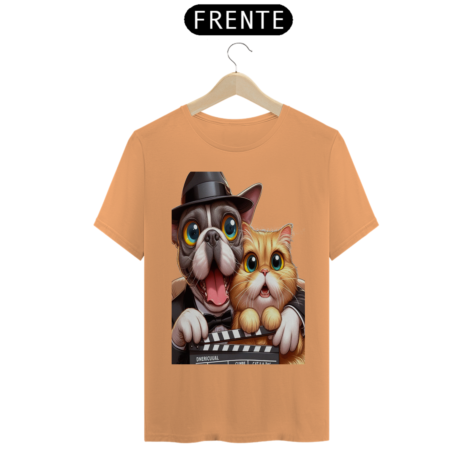 T-Shirt Estonada –  Gato e cachorro claquete
