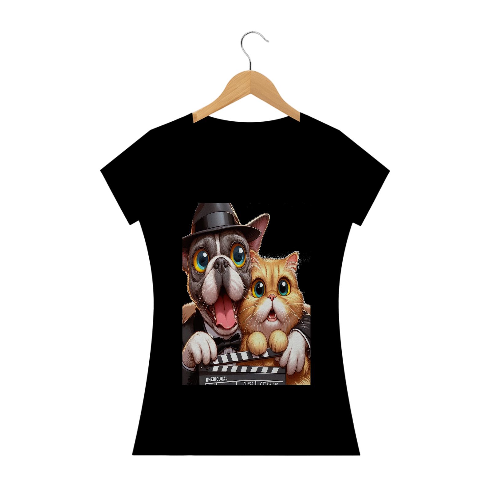 Camiseta Baby Long Classic - Gato e cachorro claquete