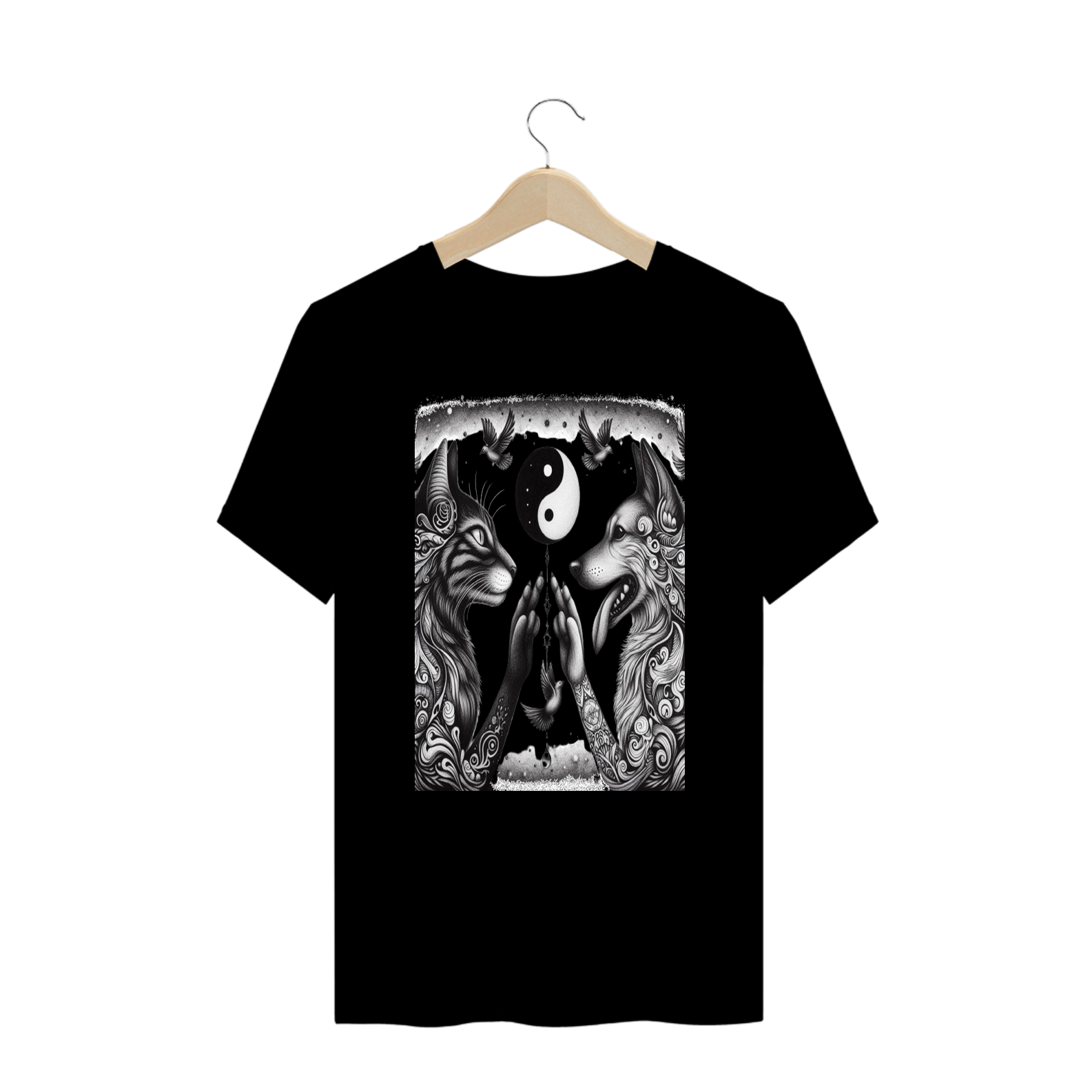 T-Shirt PLUS SIZE - Harmonia Gato e Cão