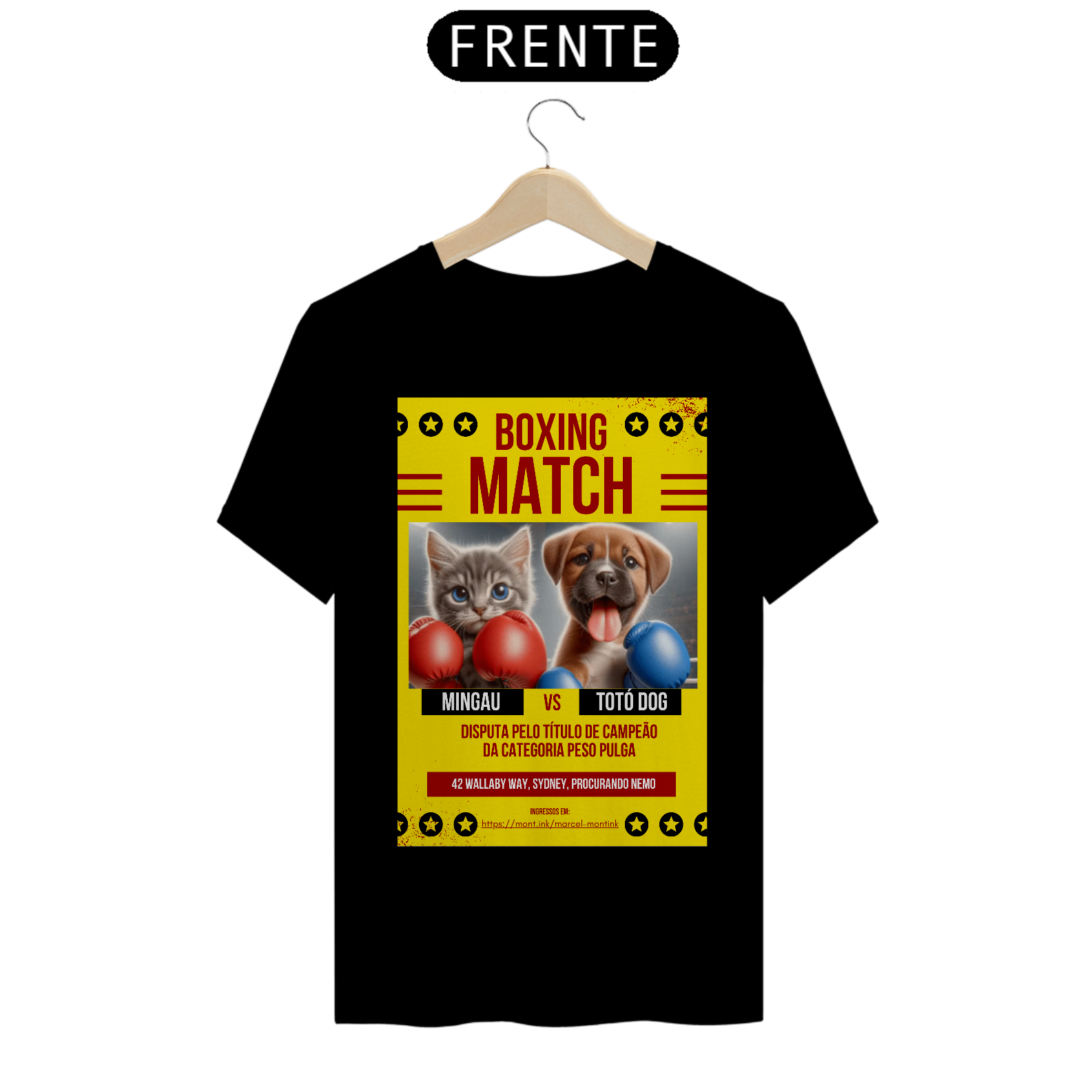 T- shirt Quality - Boxe GatoXCão Peso Pulga -Amarelo