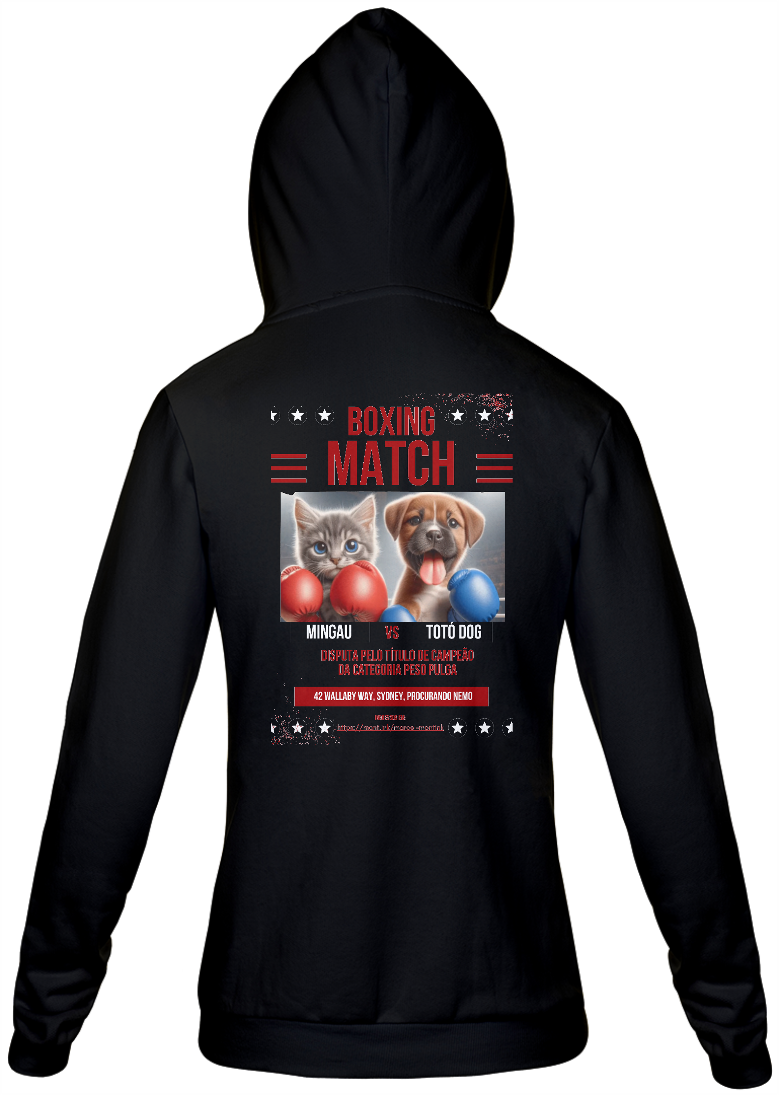 Moletom Capuz e ziper - Boxe GatoXCão Peso Pulga