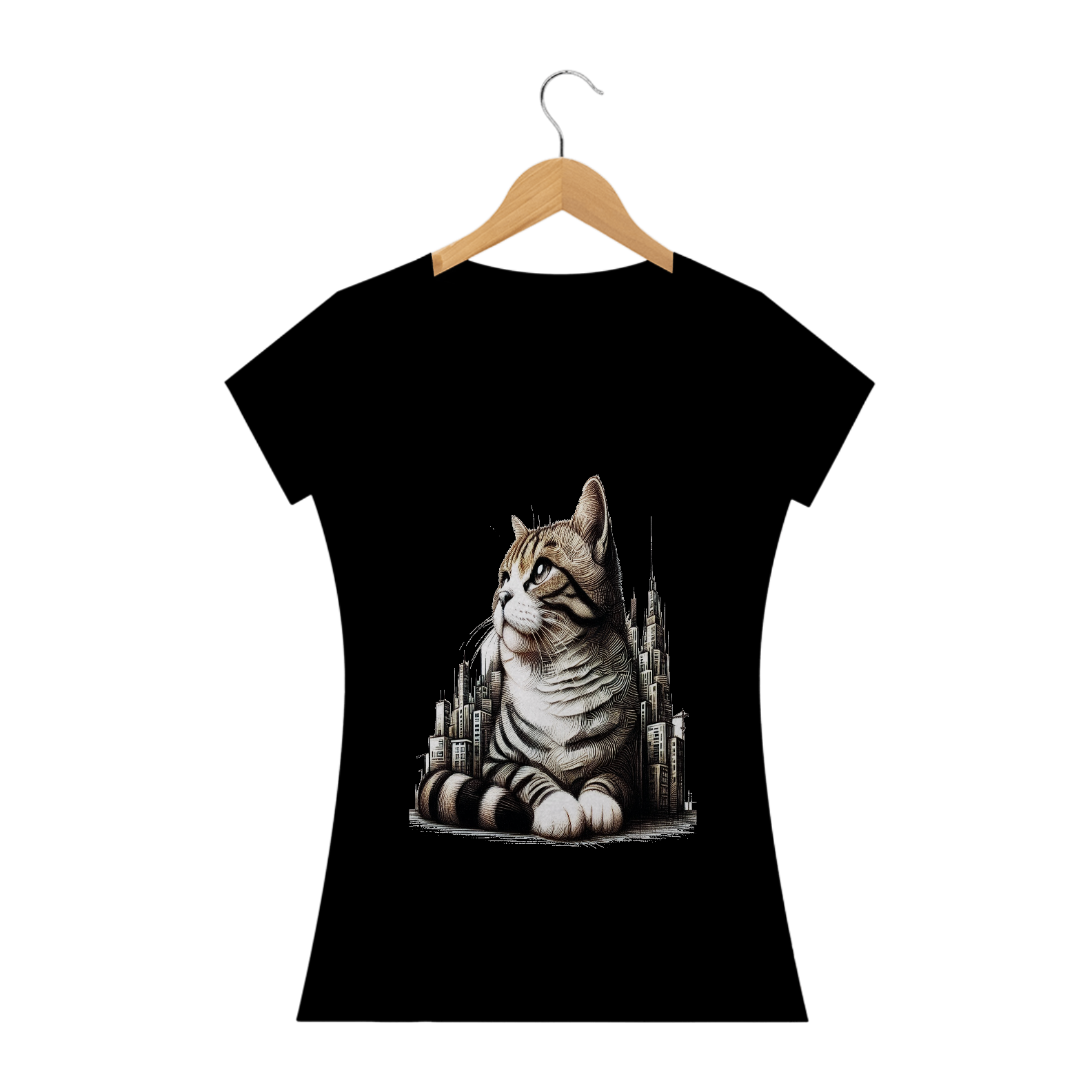 Camiseta Baby Classic Long- Gato em desenho Lápis I