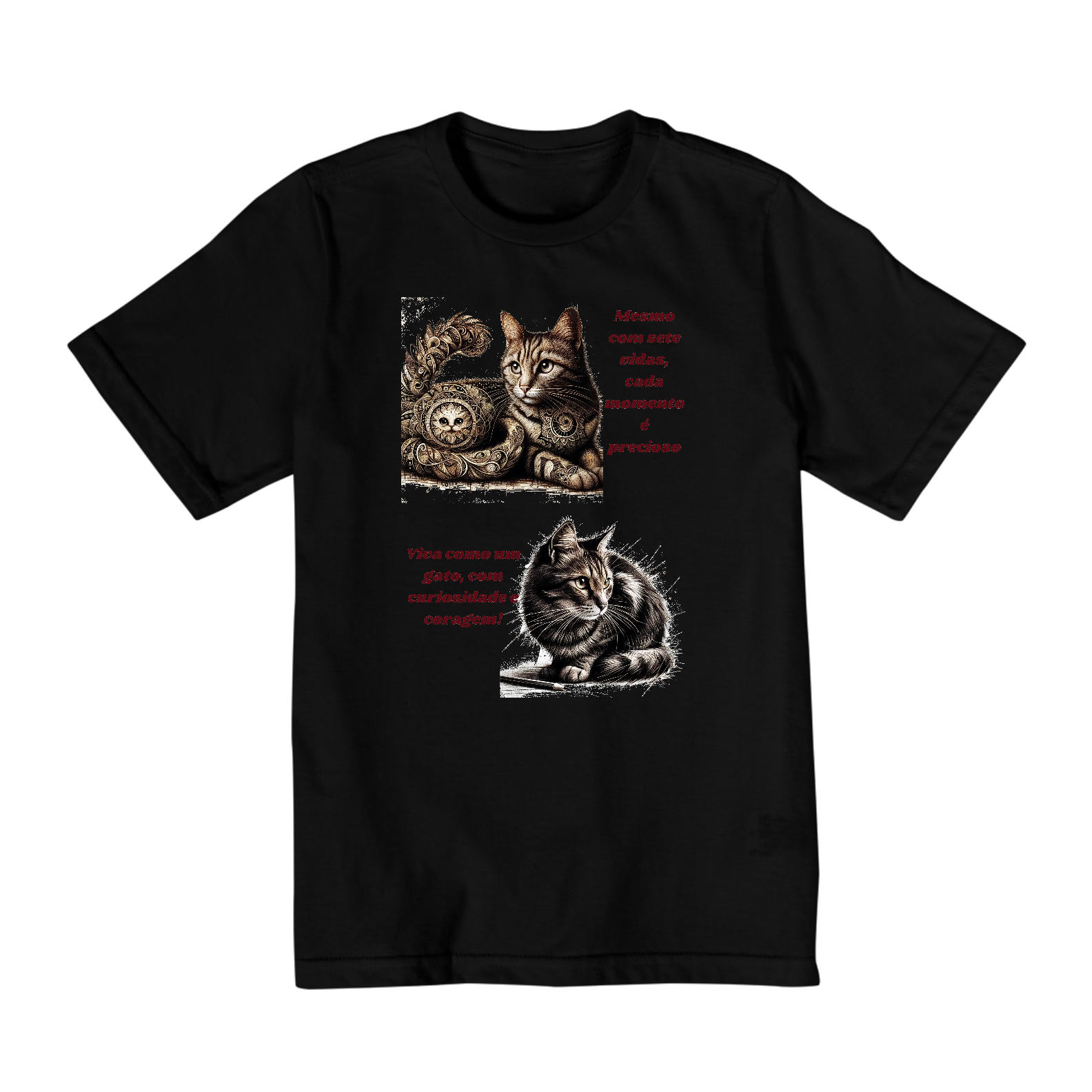 Camiseta Quality Infantil 10a/14a- Gato em desenho Lápis II