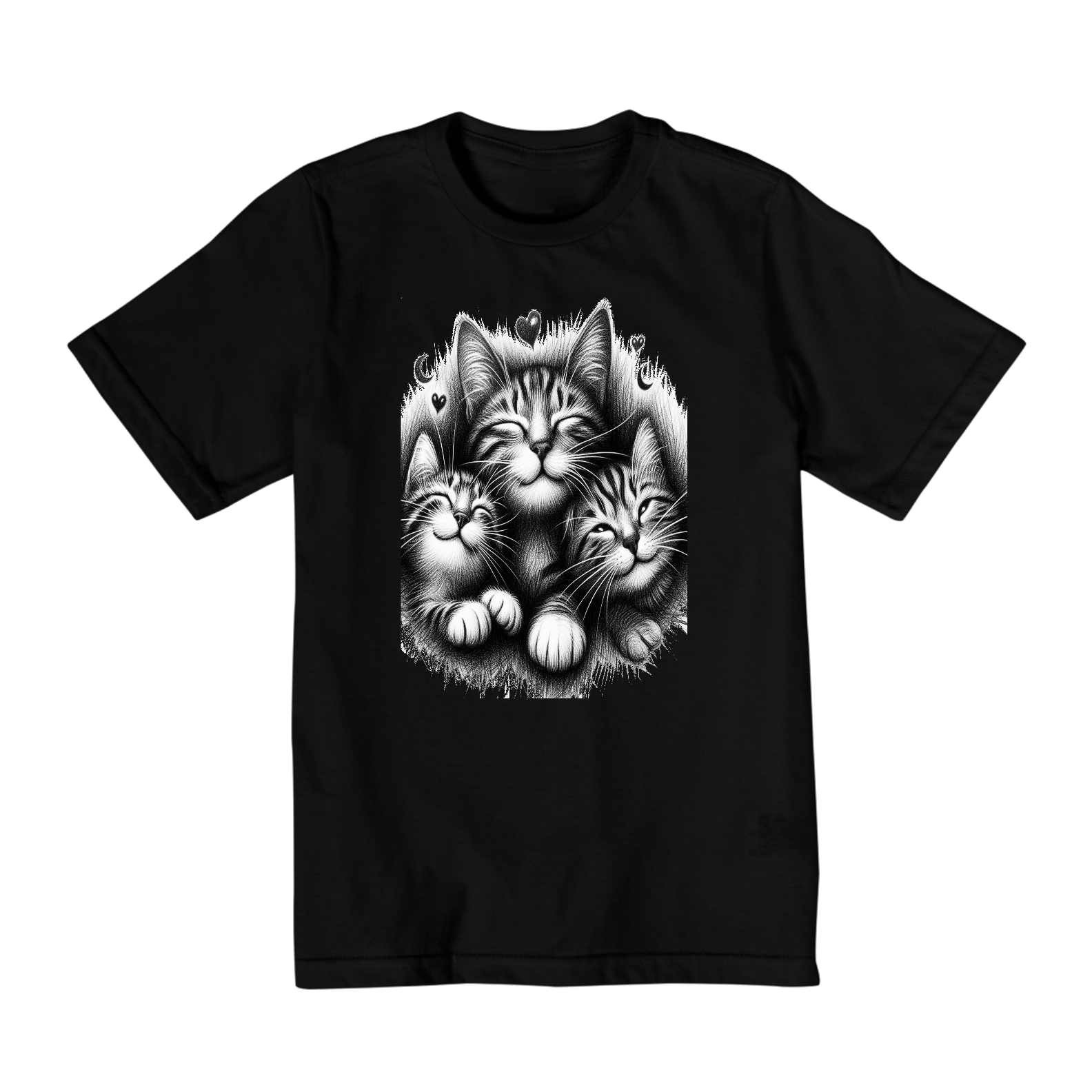 Camiseta Quality Infantil 10a/14a - 3 Gatinhos sorrindo