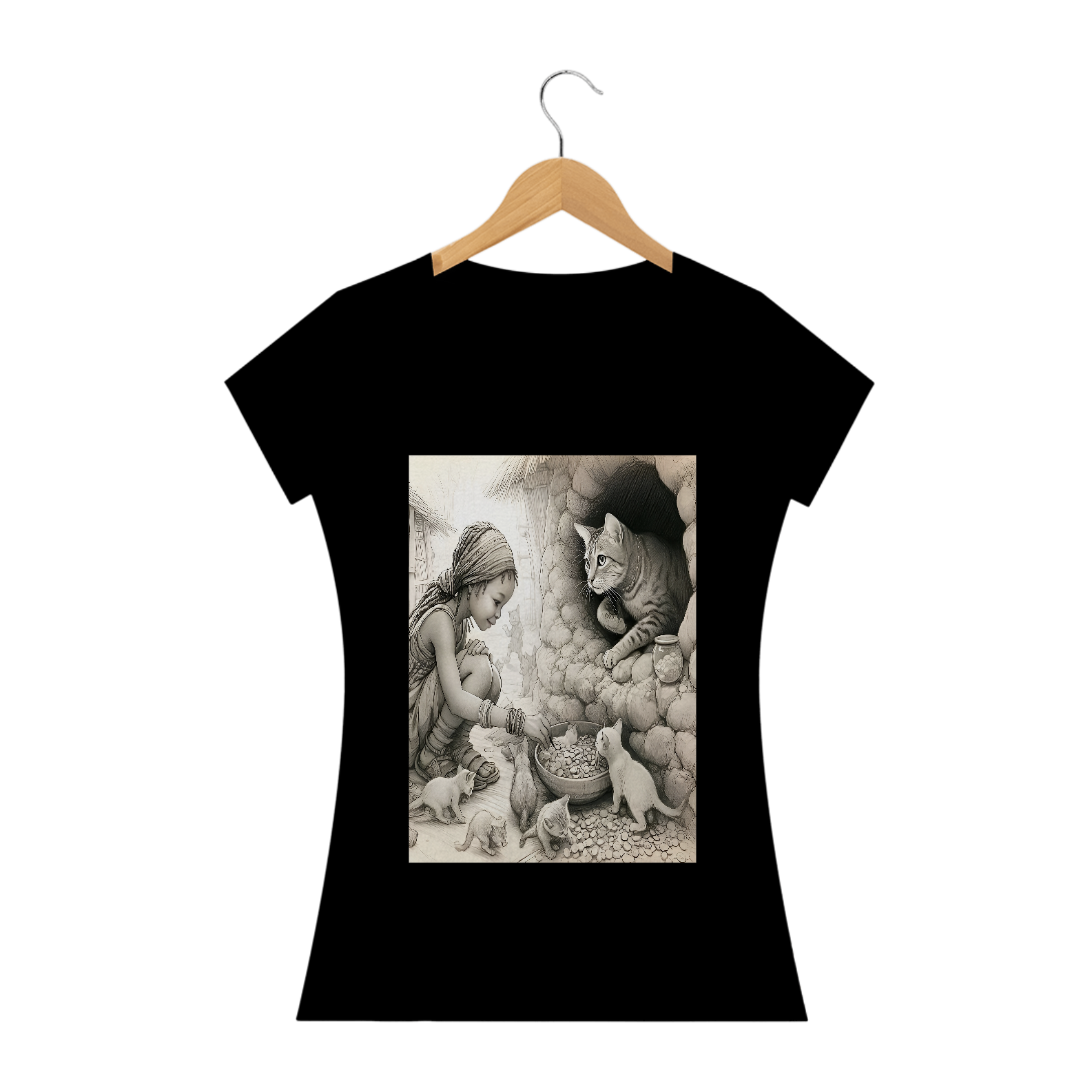 Camiseta Baby Long Classic - Gato alimenta
