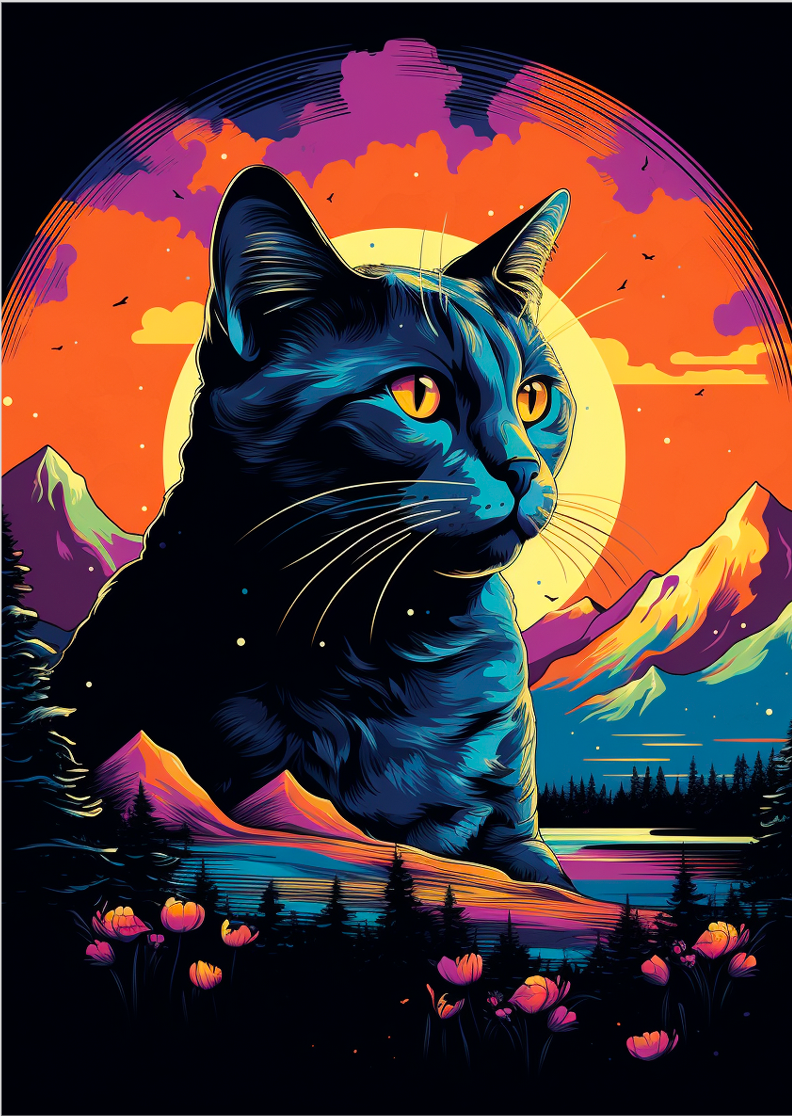 Pôster Ilustração de gatos