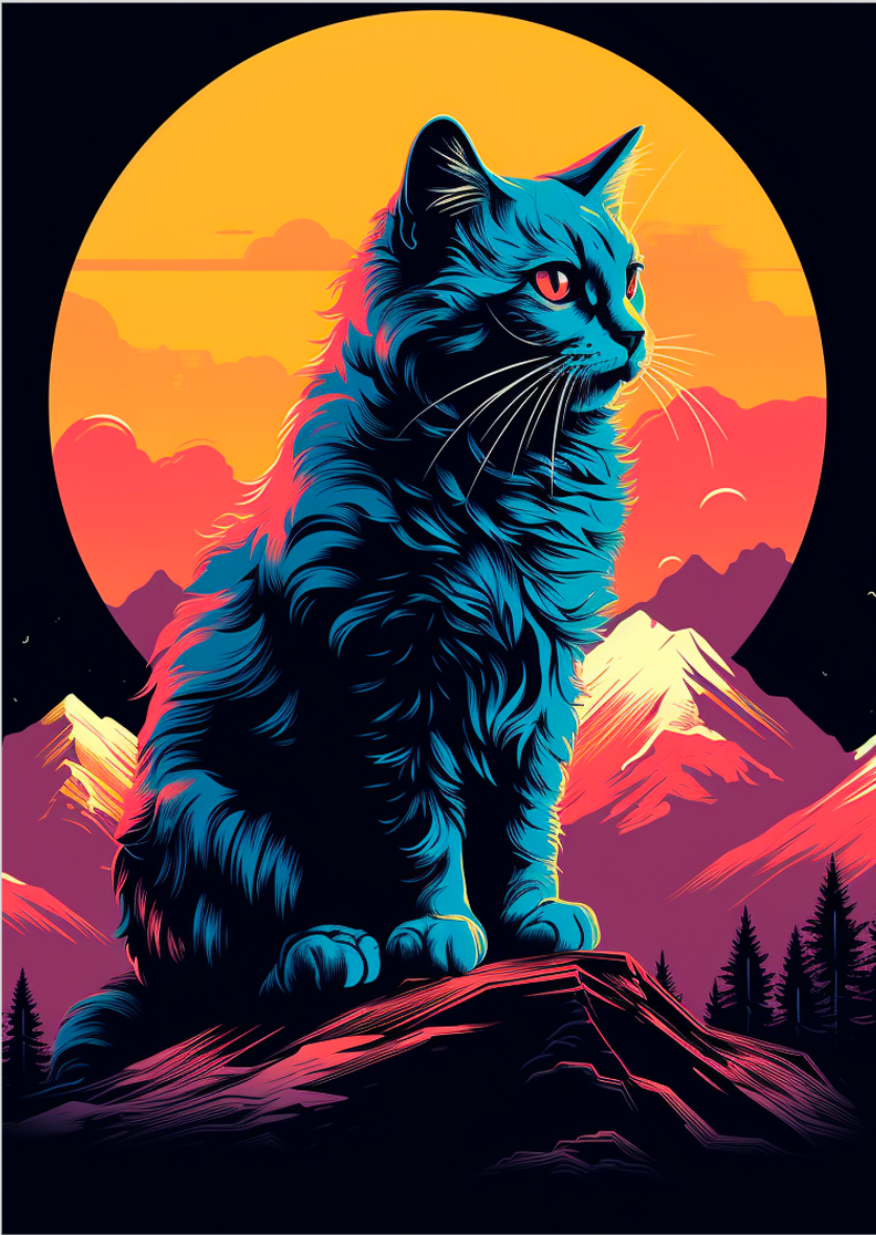 Pôster Ilustração de gatos