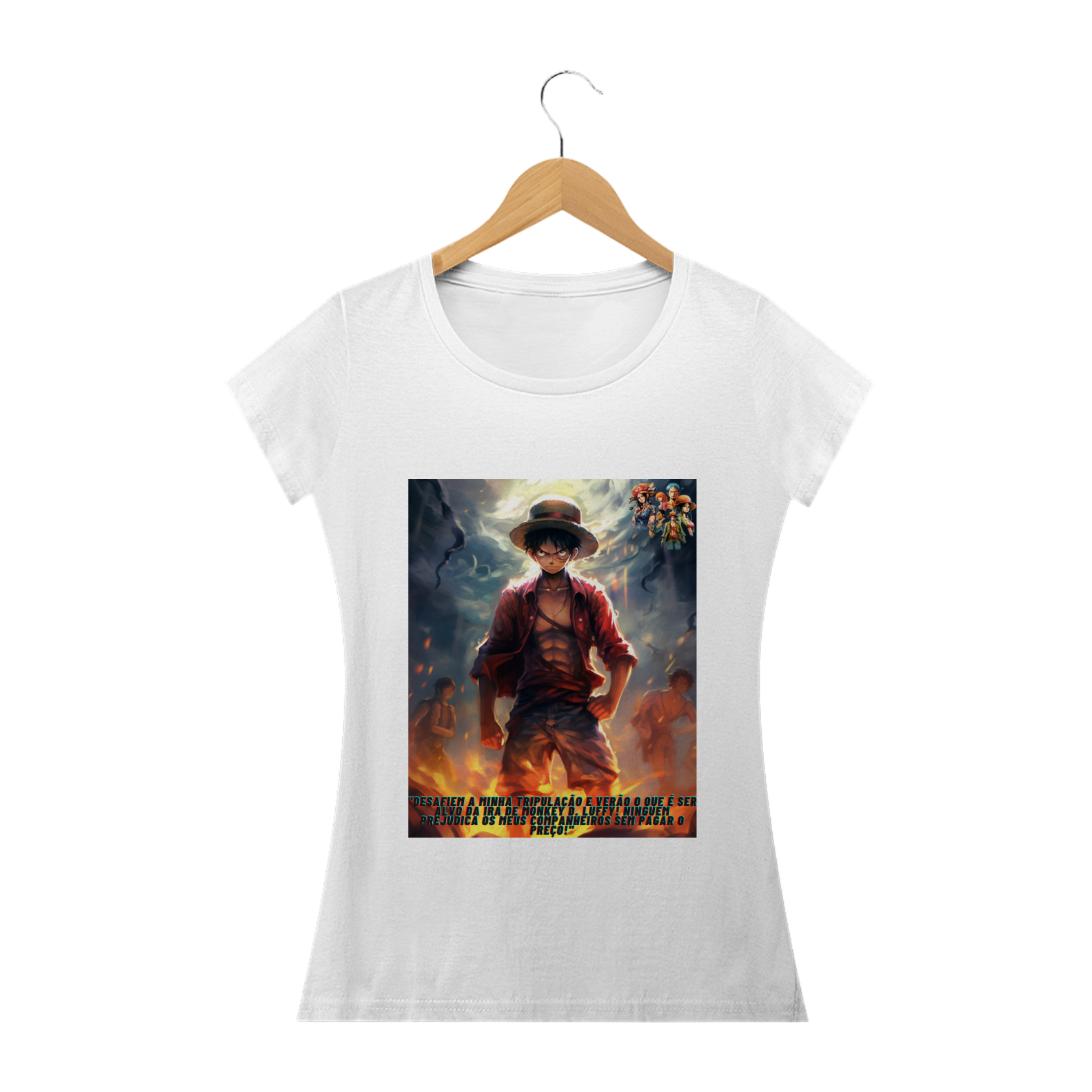 Nome do produto  Camiseta Fem. Mondey D. Luffy Irritado 