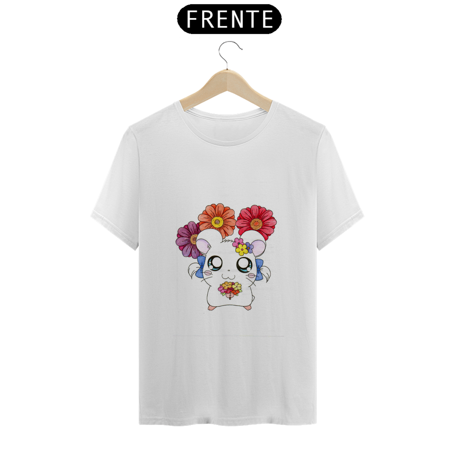Camisa T-shirt Estampada Hamtaro Beijo