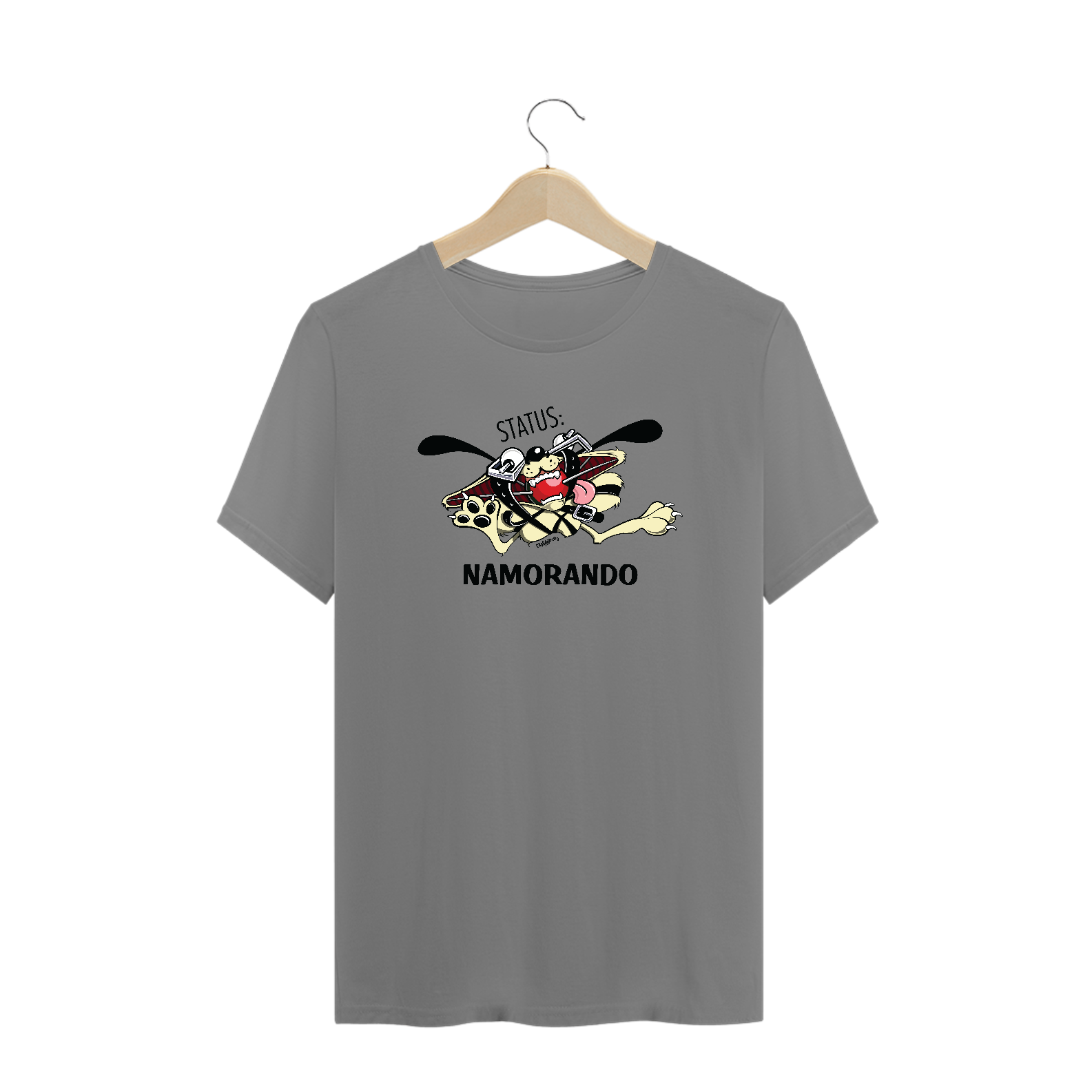 Camiseta Plus Size Cachorro Status Namorando
