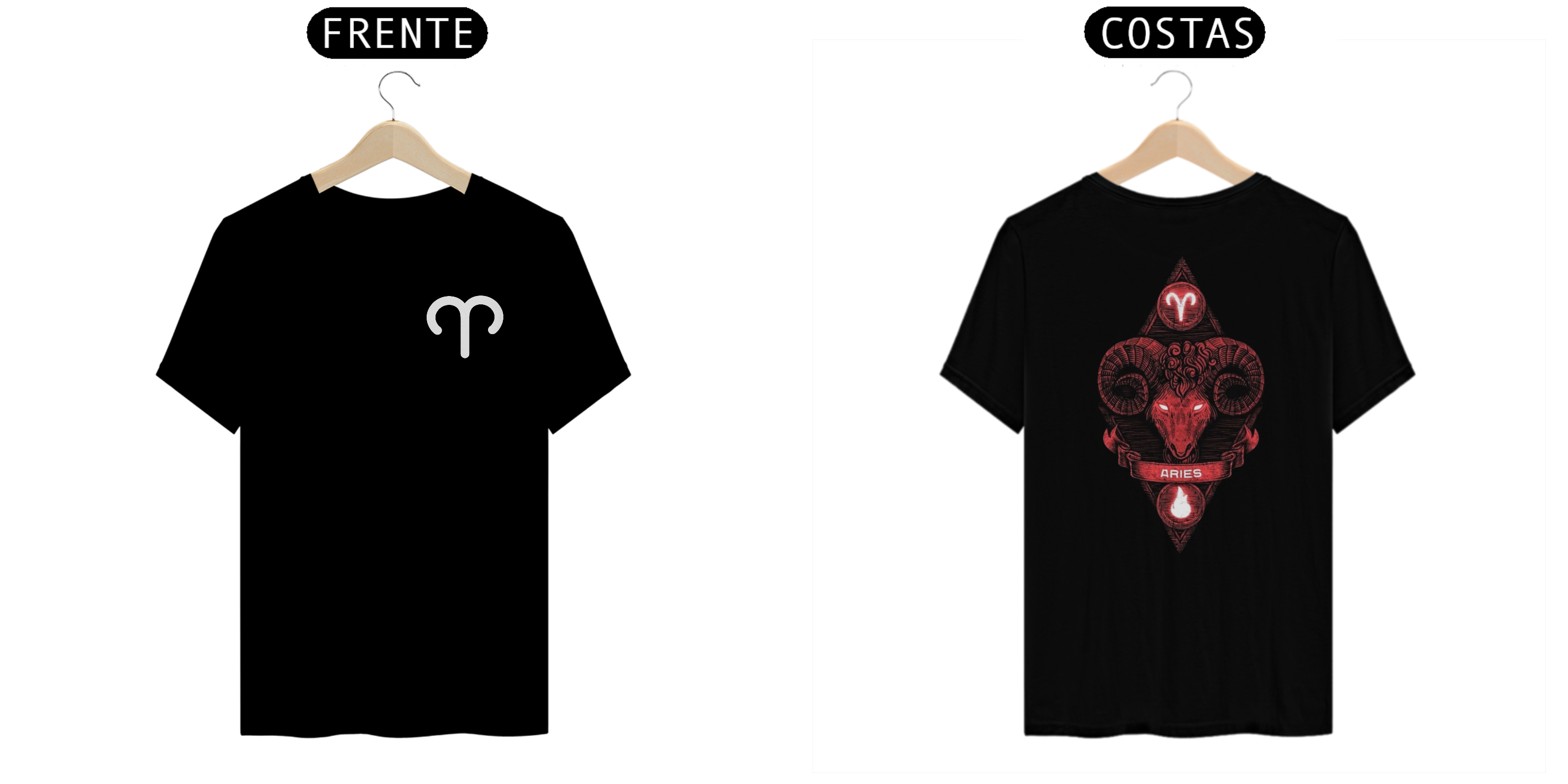 camiseta preta  signo aries 