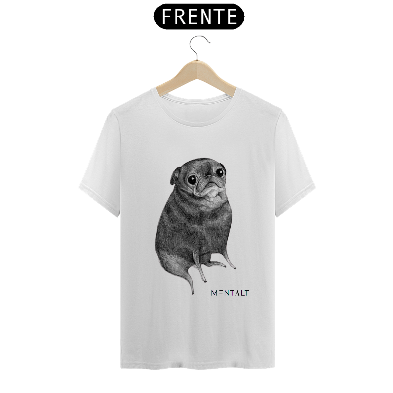 Nome do produto: Camisa Básica Pug olho de pitomba sentado