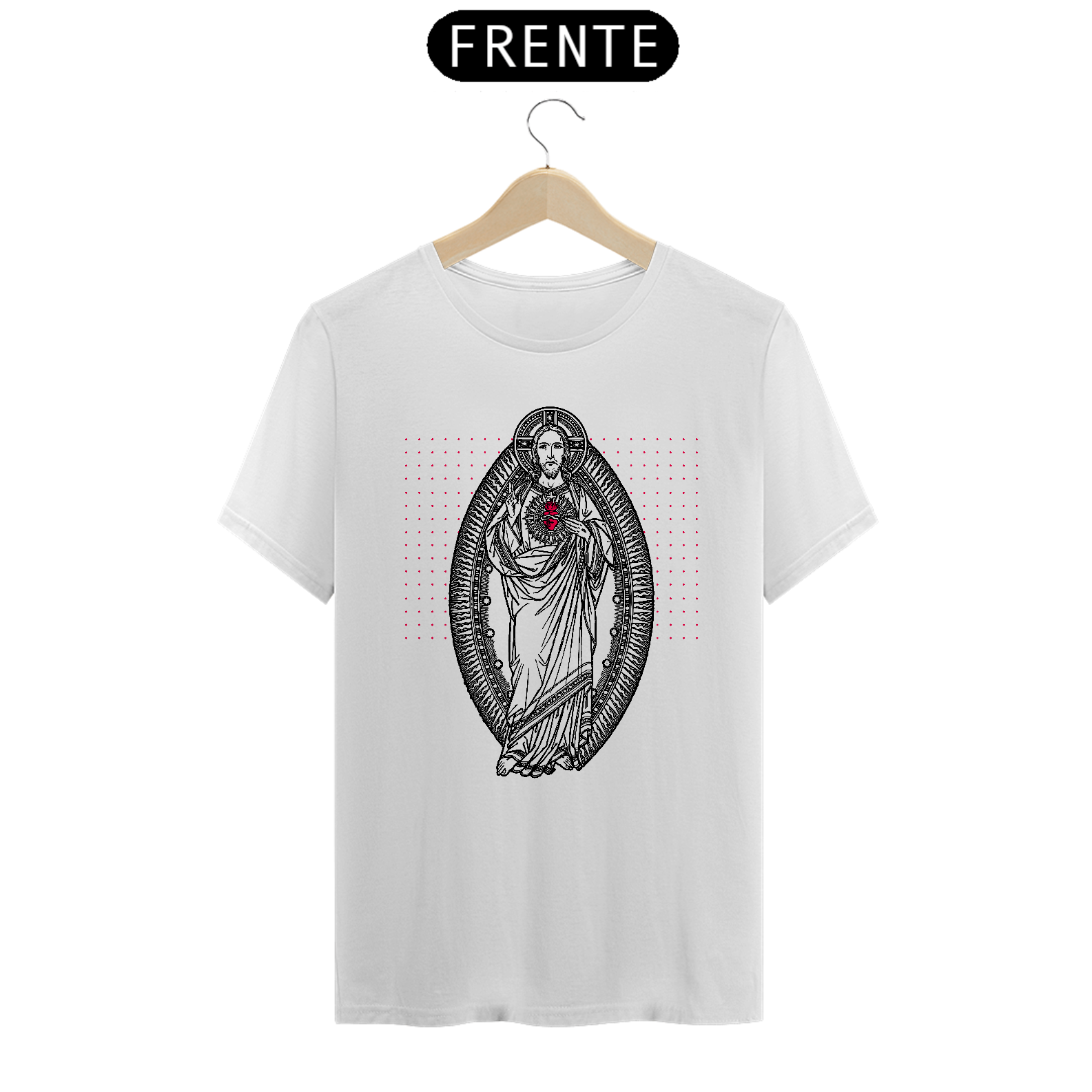 Camiseta Basic Sagrado Coração de Jesus Preta e Vermelha