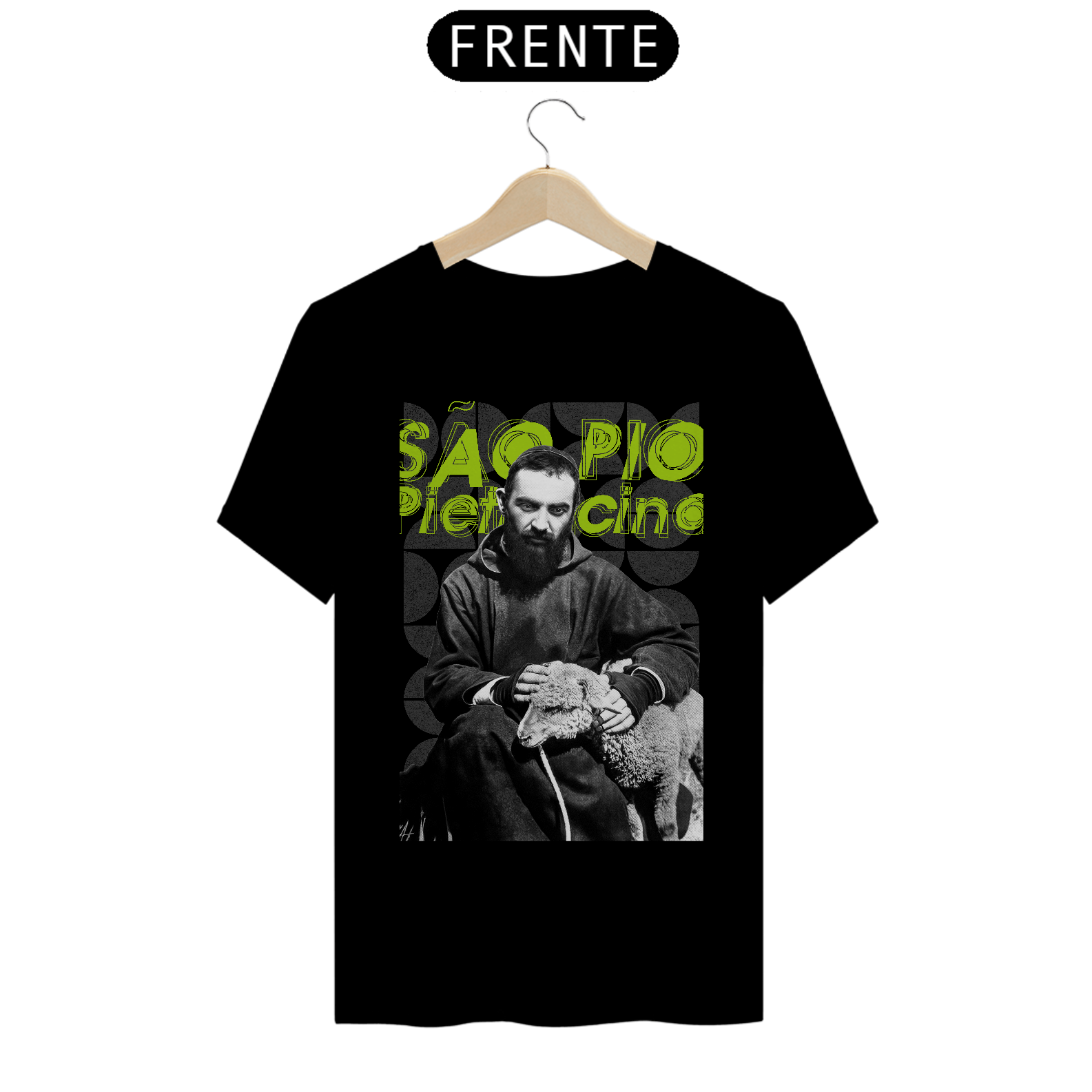 Camiseta Basic Padre Pio de Pietrelcina e a Ovelha