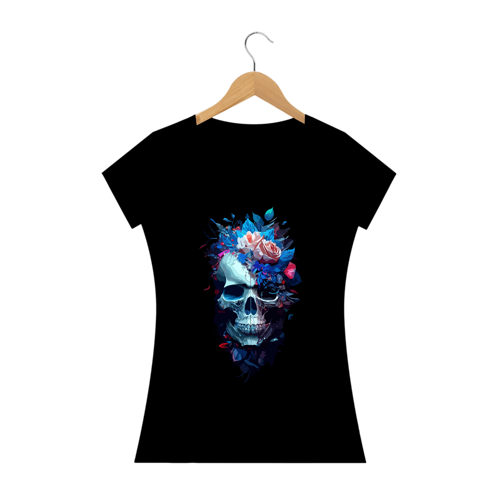 CAVEIRA FLORES AZUIS - Camiseta Personalizada com Estampa de Caveira.svg