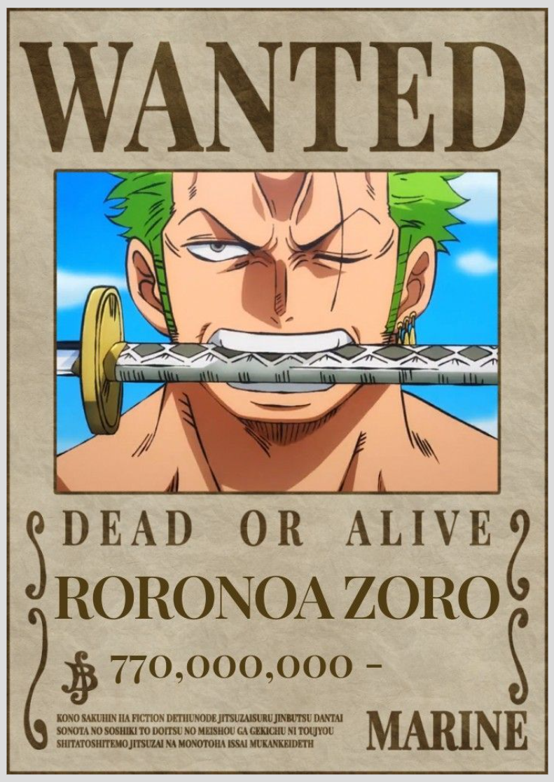 Poster - RORONOAZORO - ONE PIECE (PROCURADO)