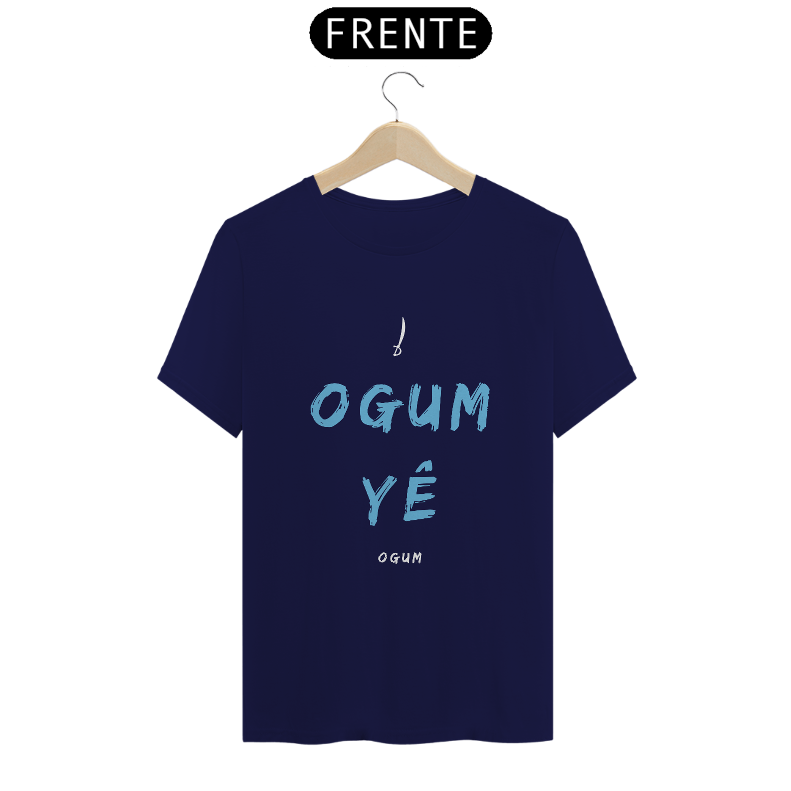 Camiseta Masculina Saudação Ògún-  Ògún Yè 100% Algodão Fio 24.1, 145g costura simples e gola ribana