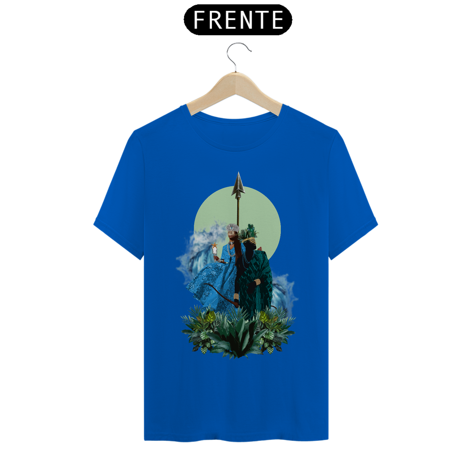 Camiseta Unissex Yemanjá e Oxóssi - By Ziggy Artes 100% Algodão Fio 30.1 Malha Fria Gola Ribana Costura Reforçada 3X Sem Juros 