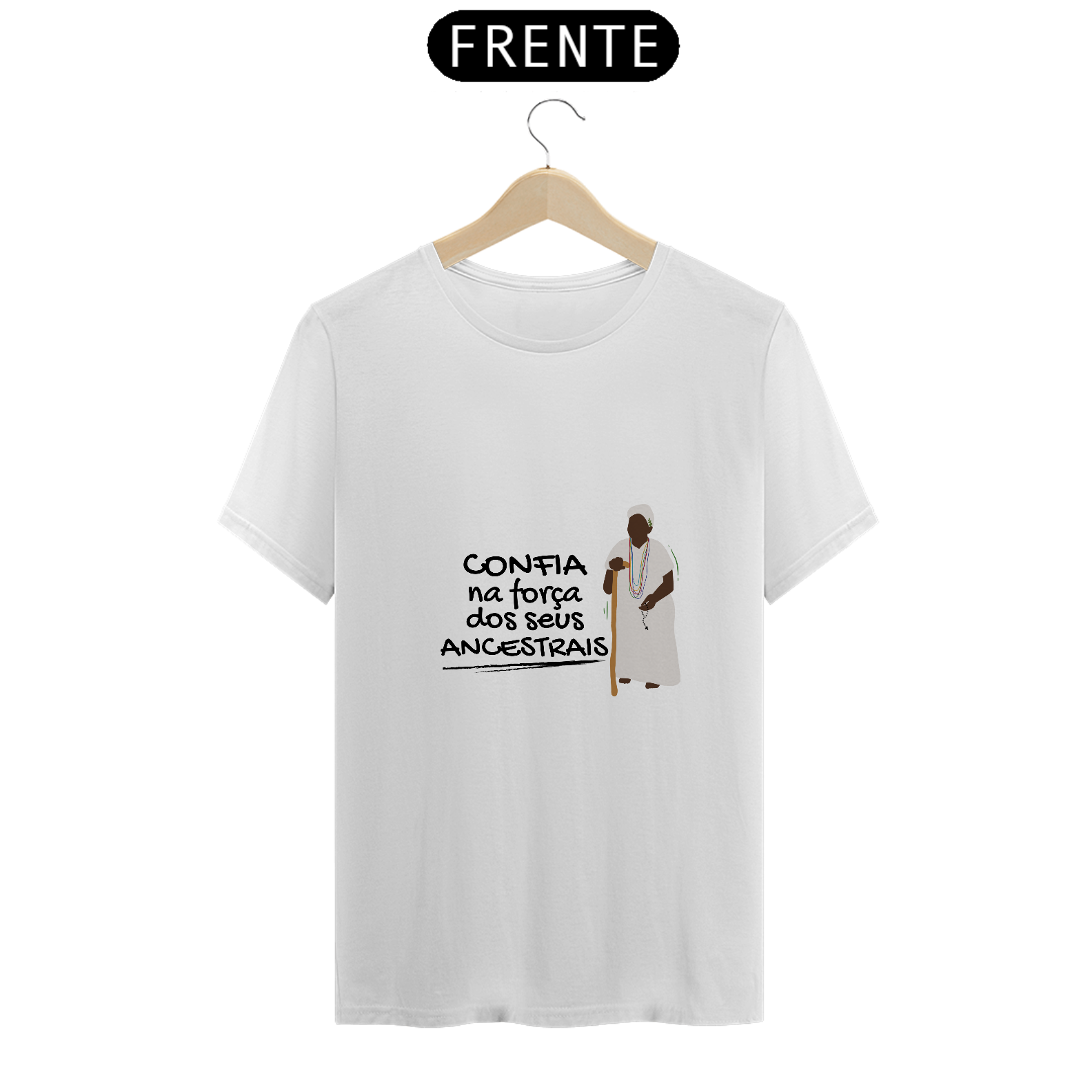 Camiseta Preto Velho 100% Algodão Fio alta qualidade
