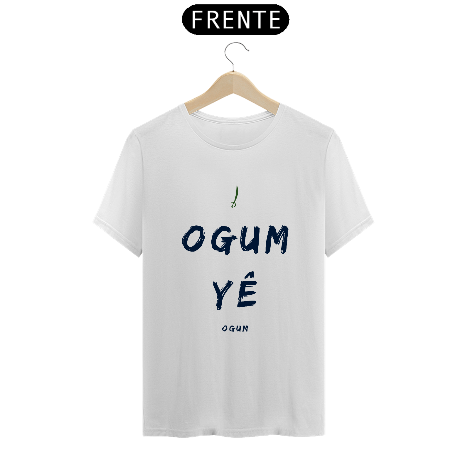 Camiseta Ògún Yè Saudação Ògún Yè 100% Algodão Fio 24.1, 145g costura simples e gola ribana