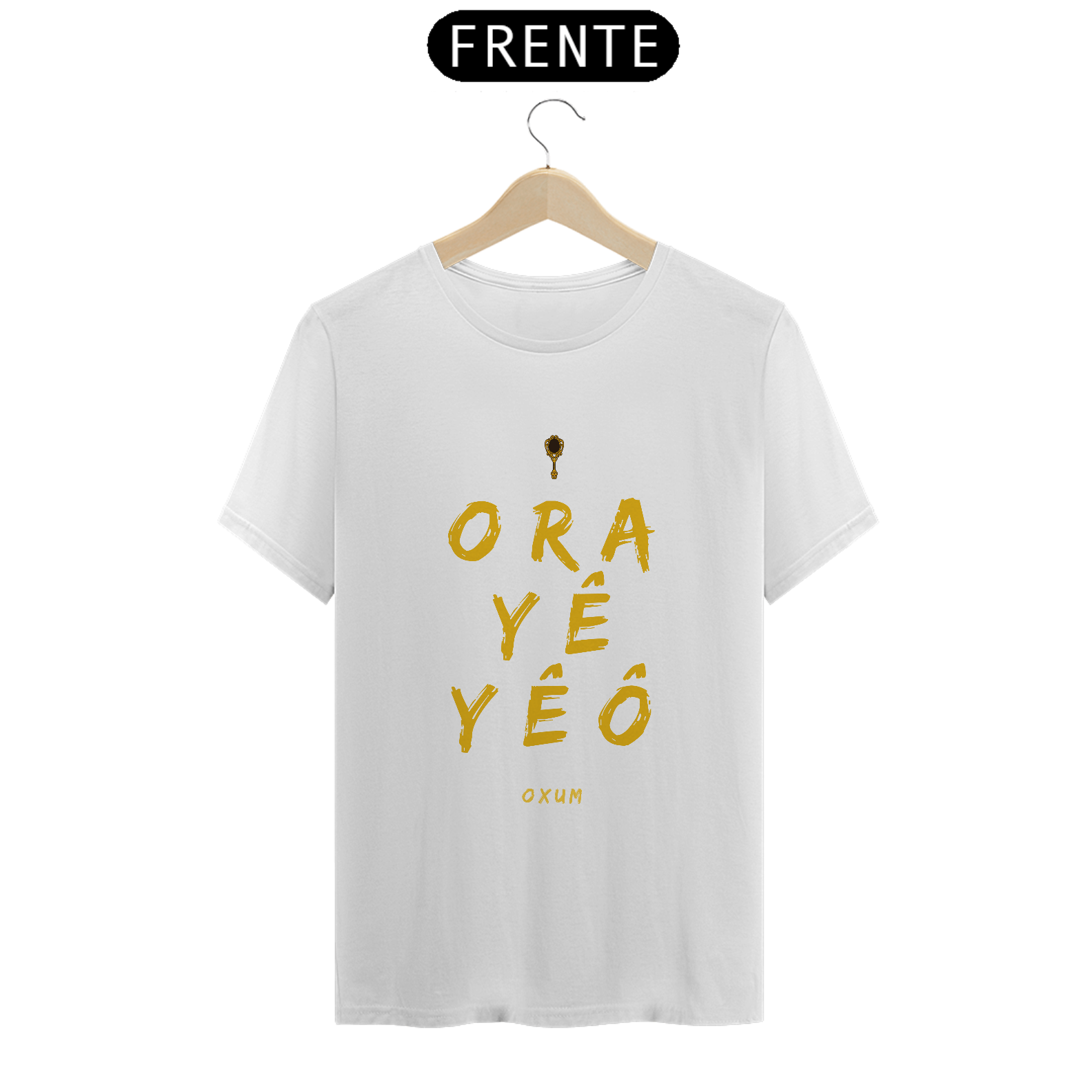 Camiseta Masculina Osun Oxum - Saudação Òóré Yéyé Osun 100% Algodão Fio 24.1, 145g costura simples e gola ribana