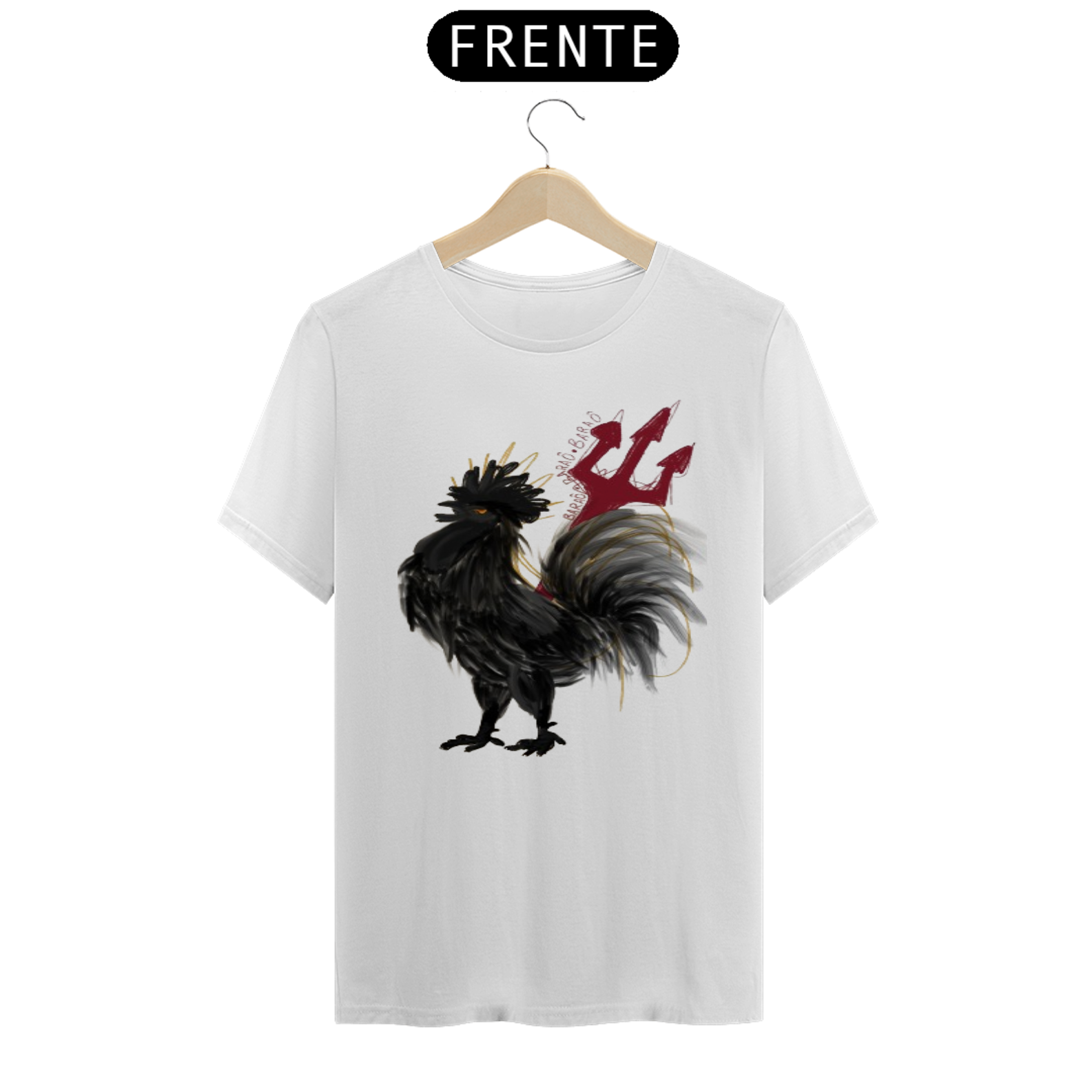 Camisa Personalizada Galo Preto  By Crualinne Algodão Fio 30.1