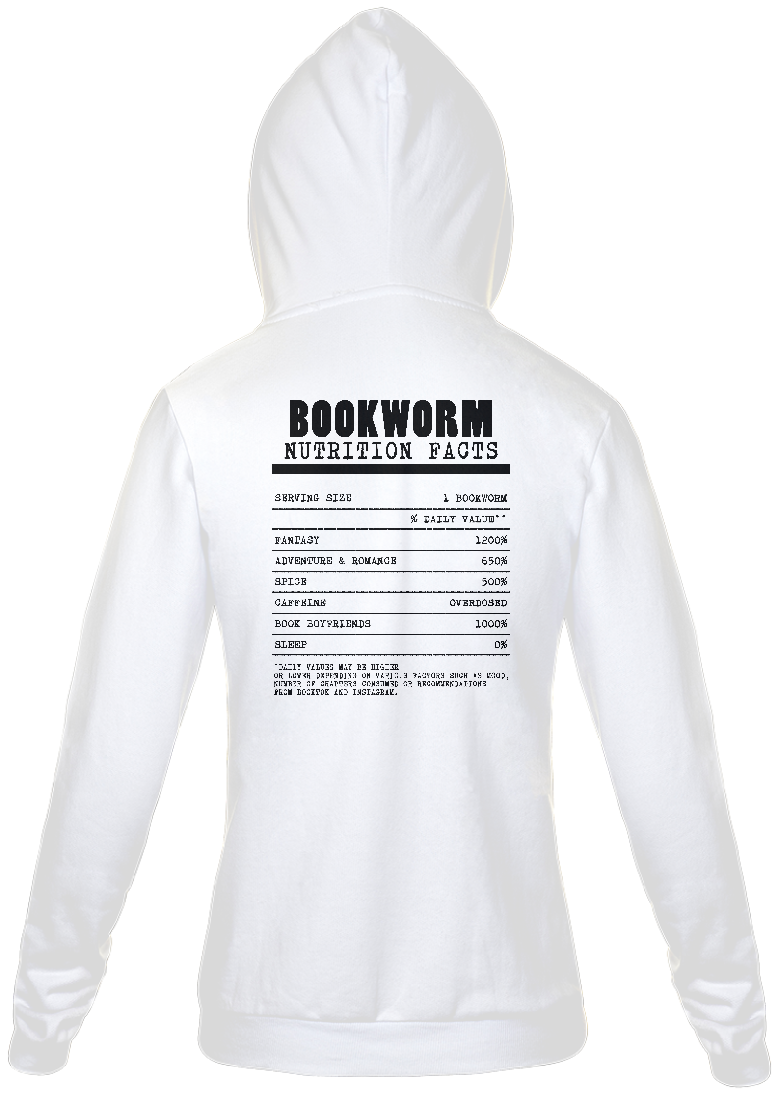 Moletom com Zíper Nutrition Facts