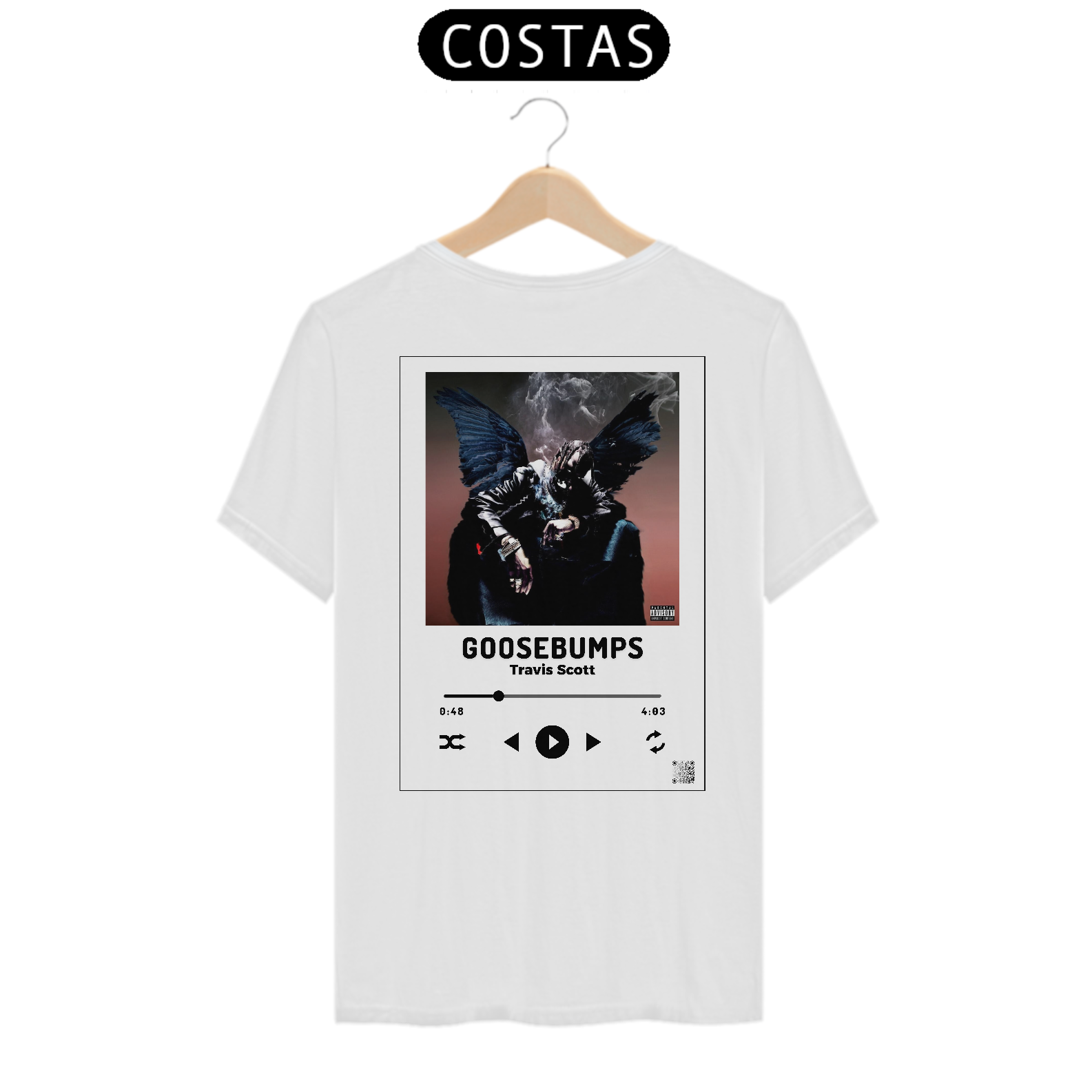 Camiseta Travis Scott Goosebumps com QR CODE/Estampa Preta - Linha Quality