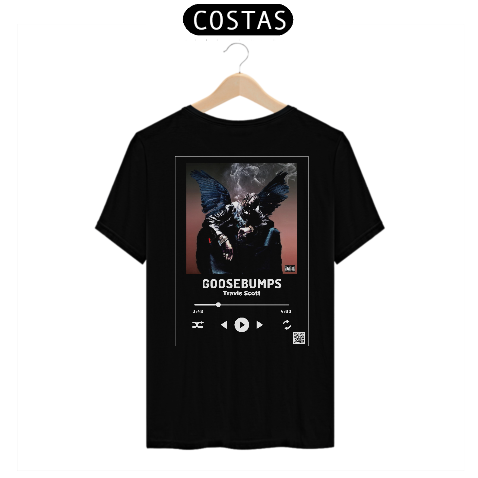 Camiseta Travis Scott Goosebumps com QR CODE/Estampa Branca - Linha Quality