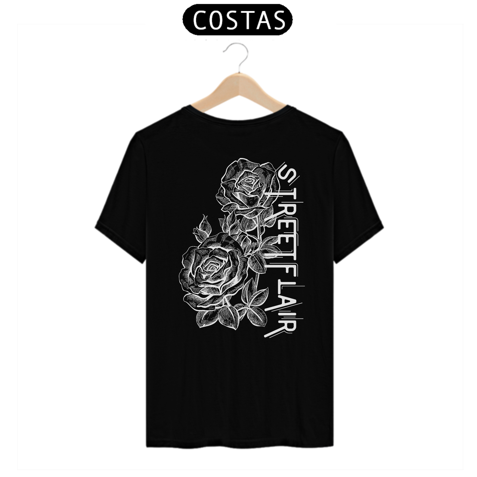 Camiseta Street Flair Rose (Estampa Branca) - Linha Quality