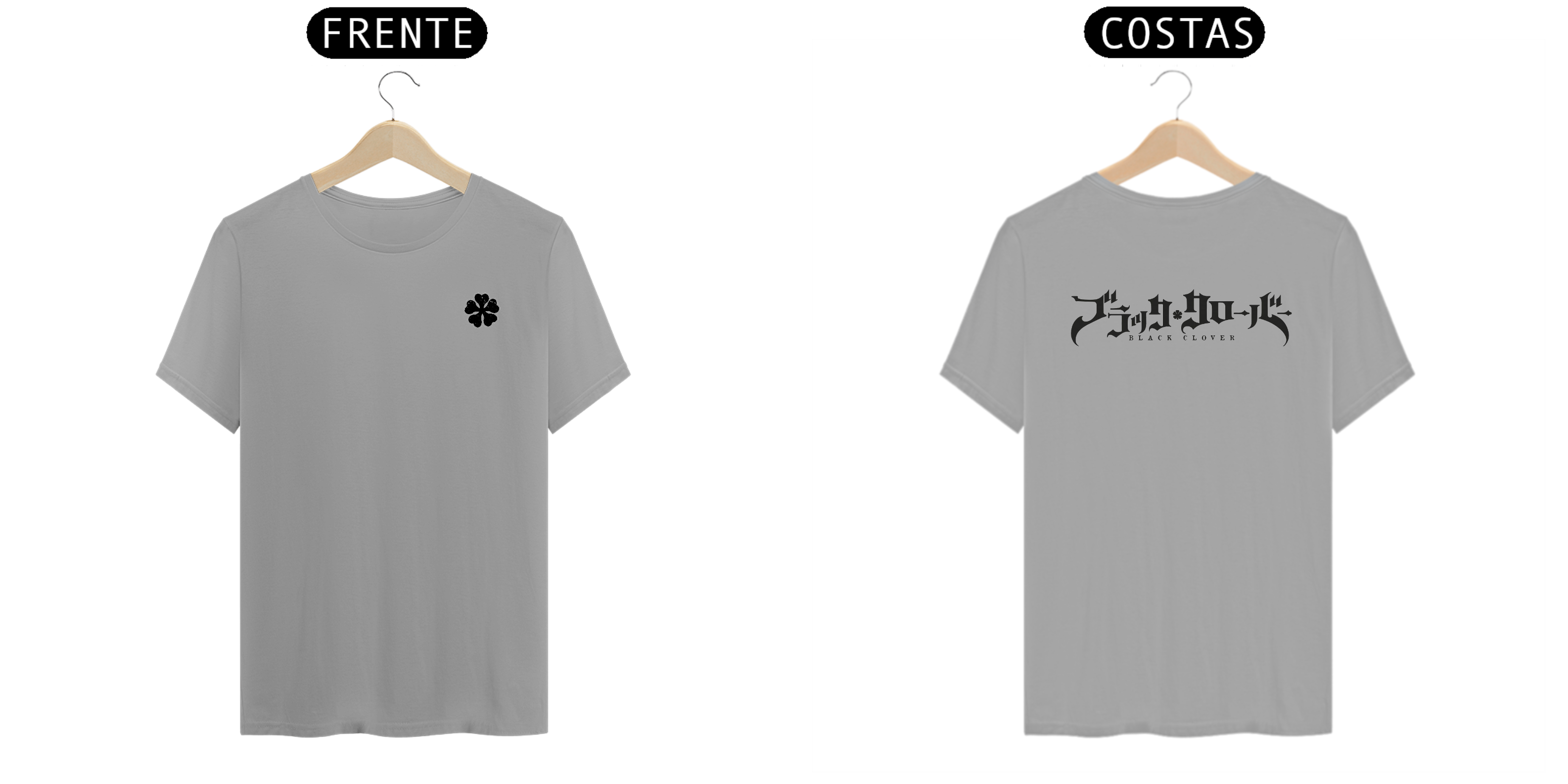 [QuTe] Black Clover Camiseta Frente e Costas