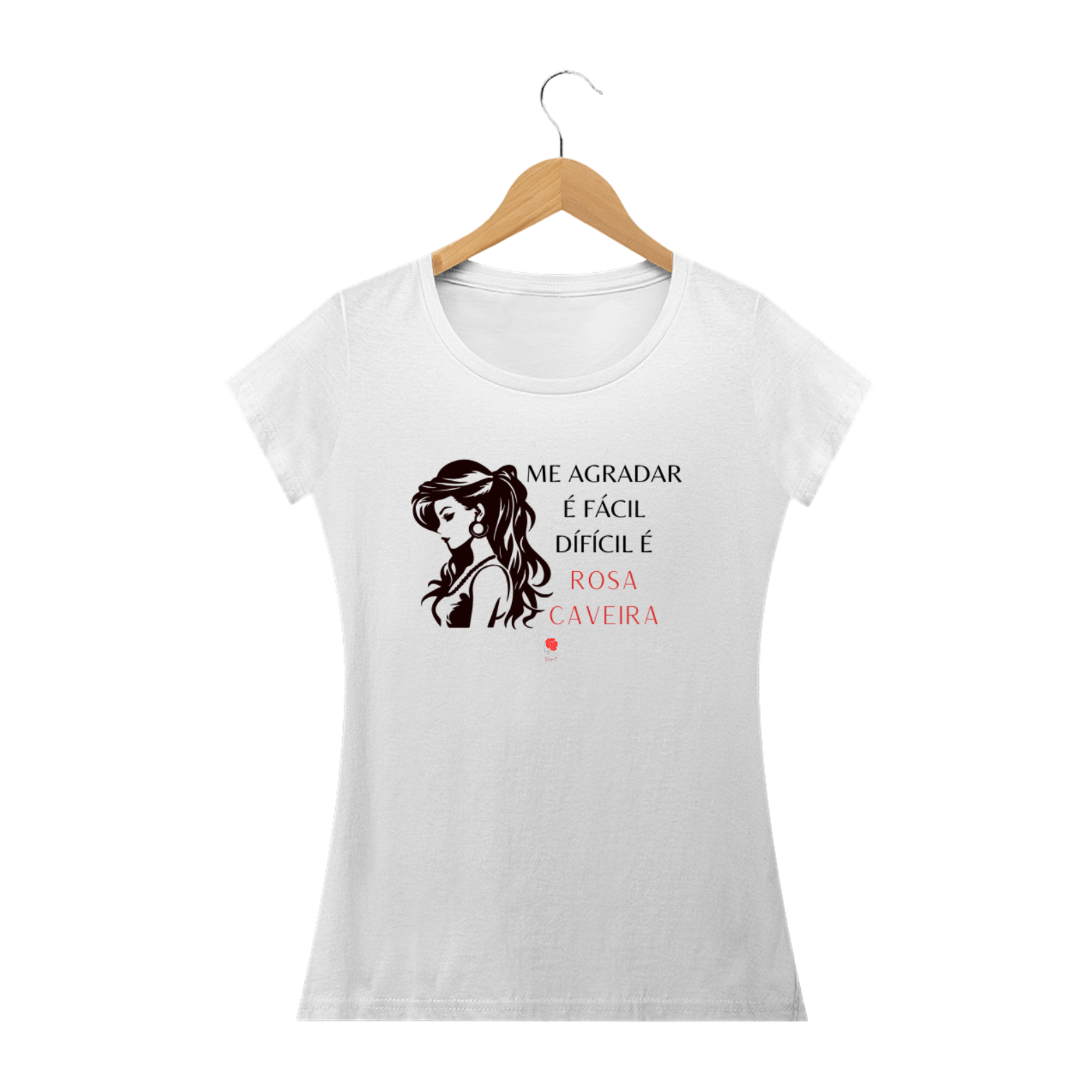 Camiseta Baby Look Me Agradar é Fácil - Rosa Caveira (Branca)