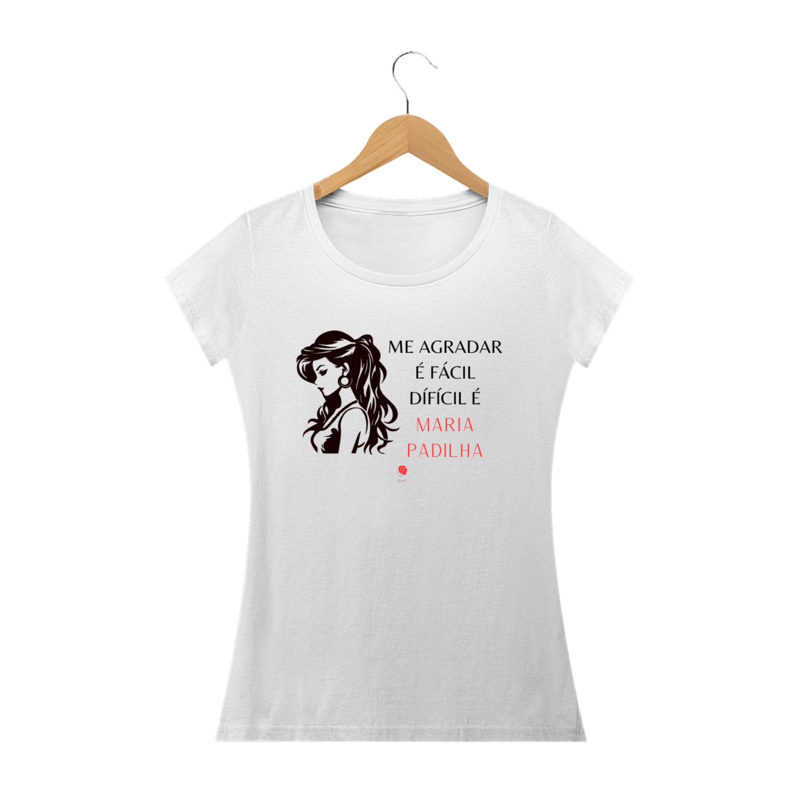 Camiseta Baby Look Me Agradar é Fácil - Maria Padilha (Branca)