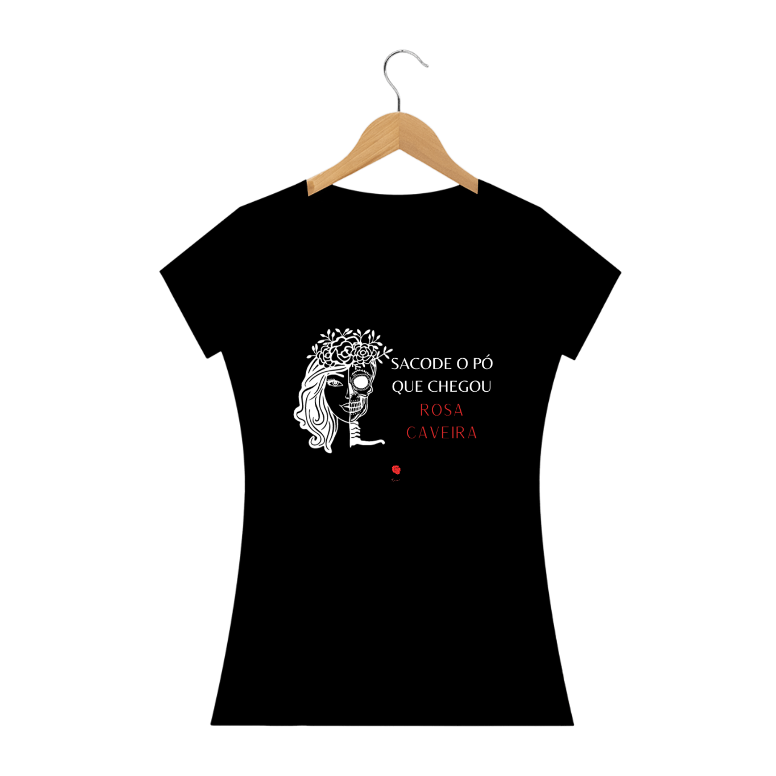 Camiseta Baby Look - Sacode o Pó Rosa Caveira