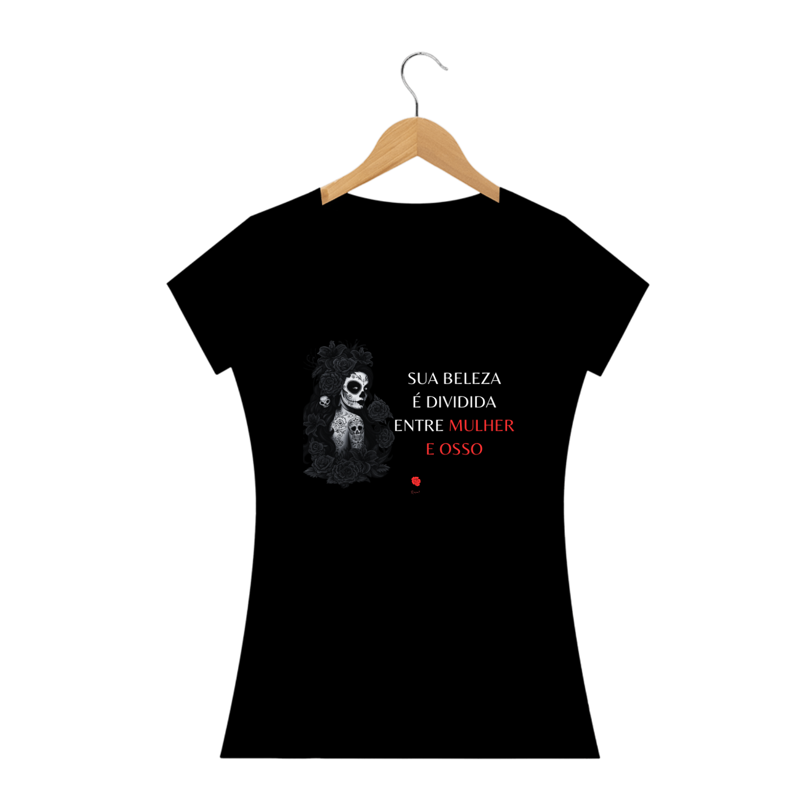 Camiseta Baby Look Rosa Caveira