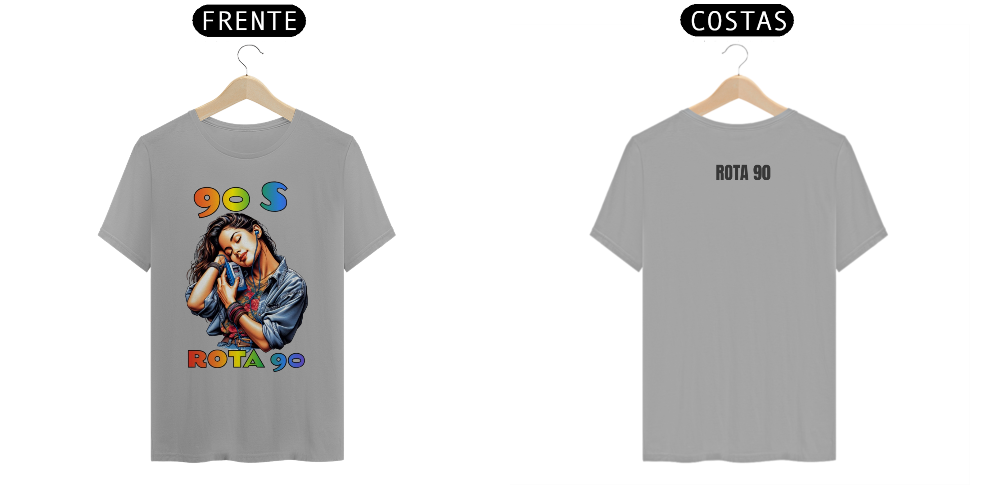 CAMISETA ROTA 90S ESTAMPA MULHER COM WALKMAN ANOS 90