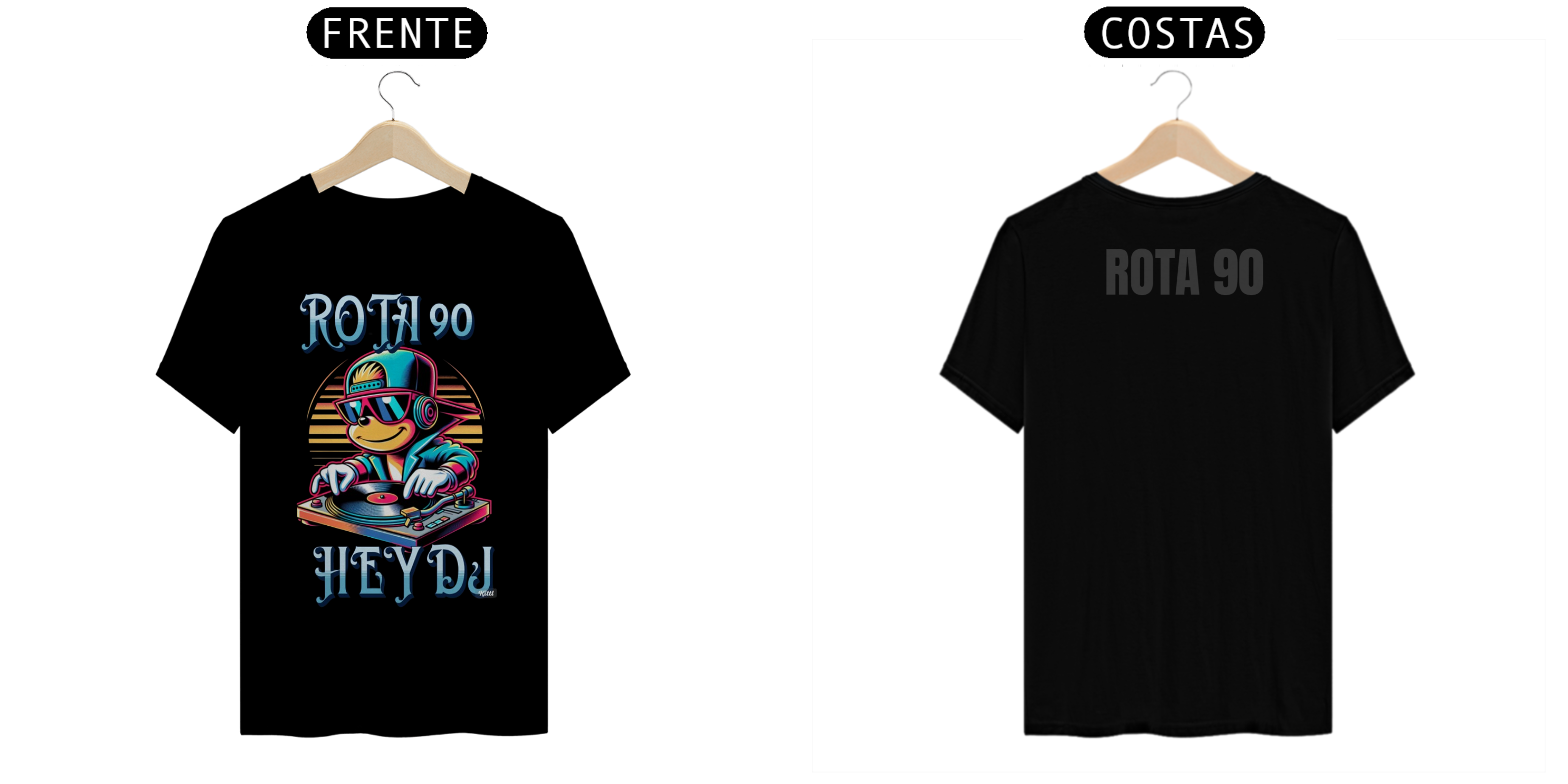 CAMISETA ROTA 90 ESTAMPADA  COM PERSONAGEM HEY DJ
