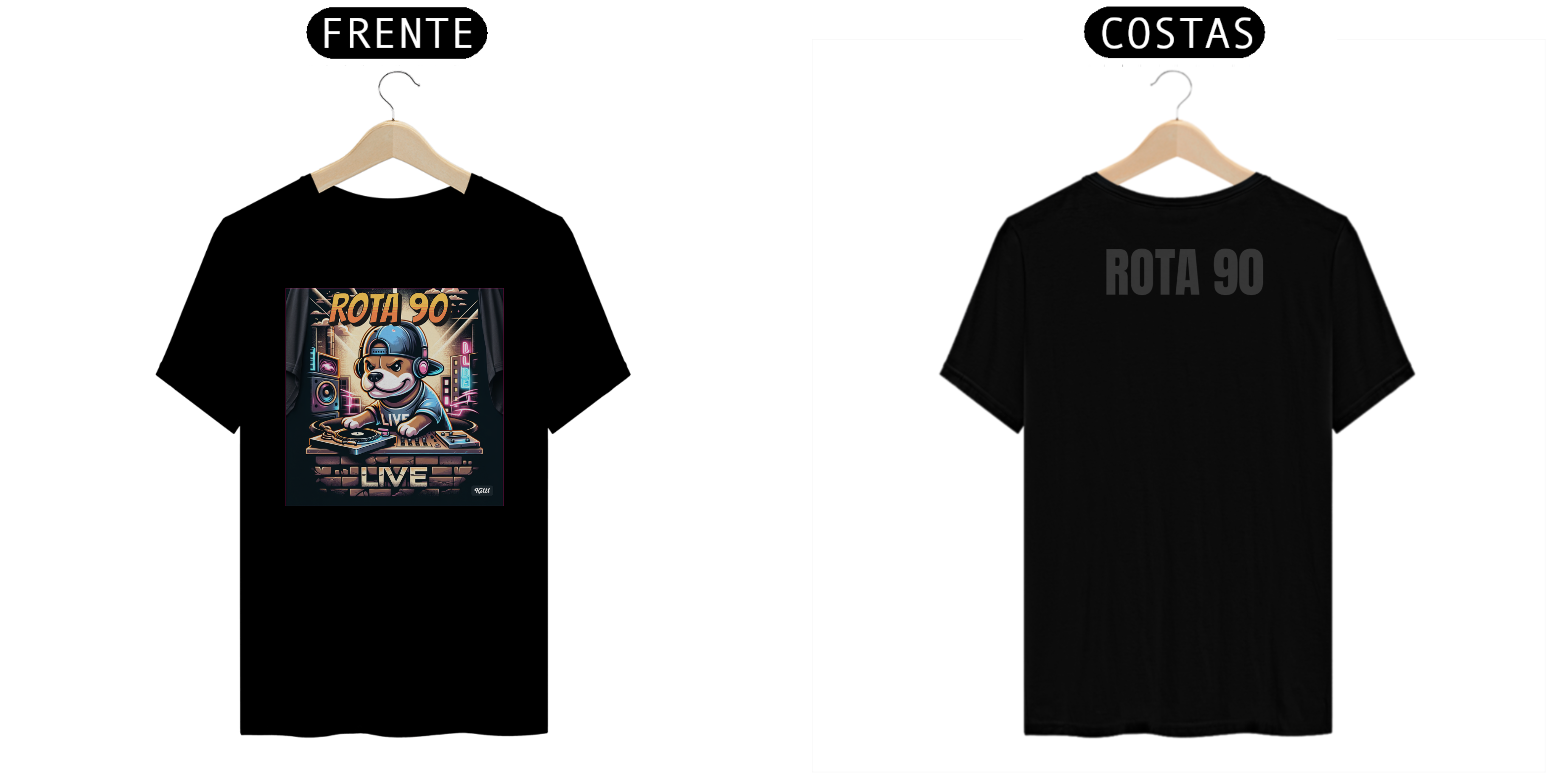 CAMISETA ROTA 90 ESTAMPADA  COM PERSONAGEM  ANIMADO  DJ DOG LIVE