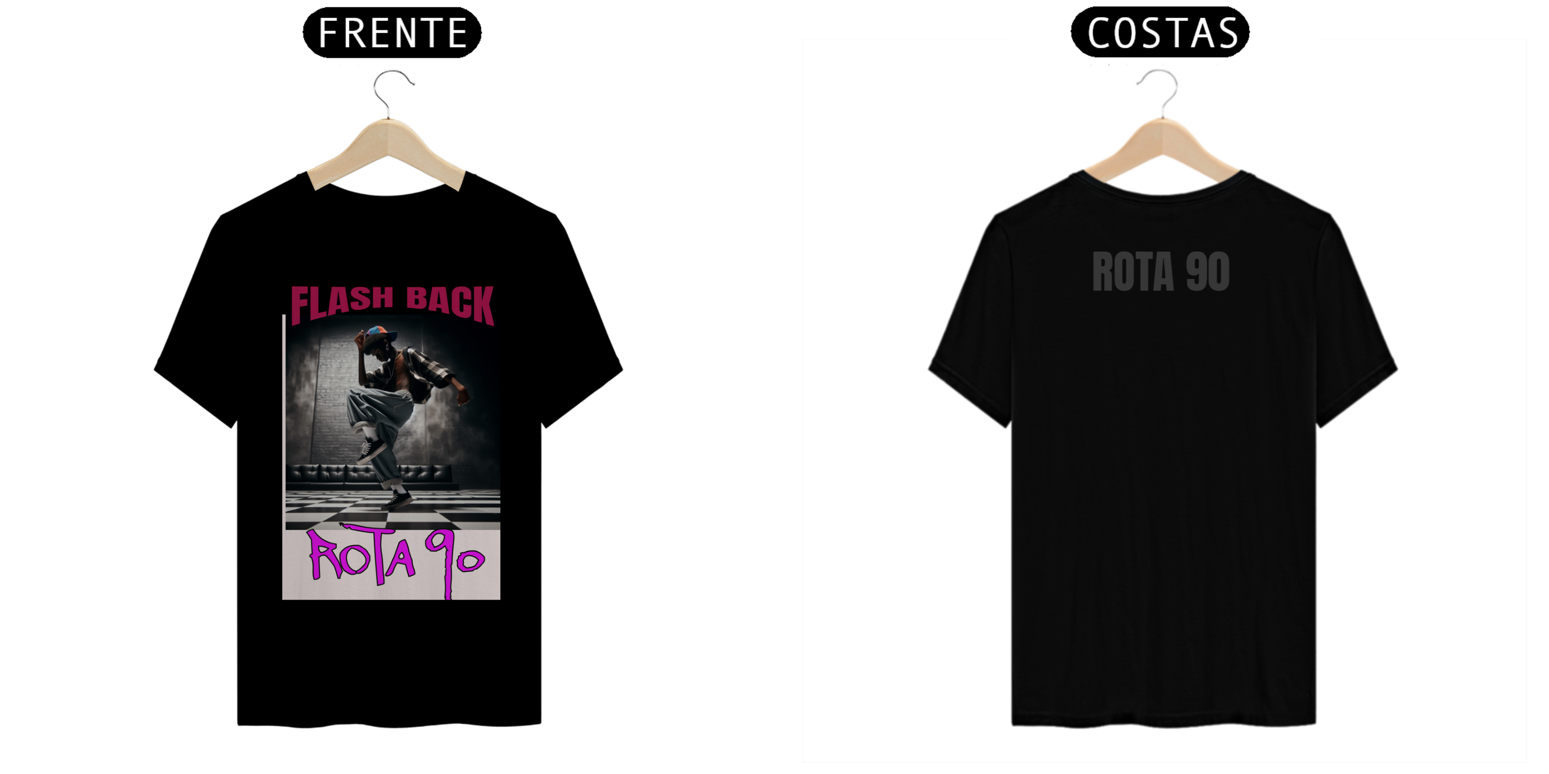 CAMISETA ROTA 90  ESTAMPADA  TEMA FLASH BACK