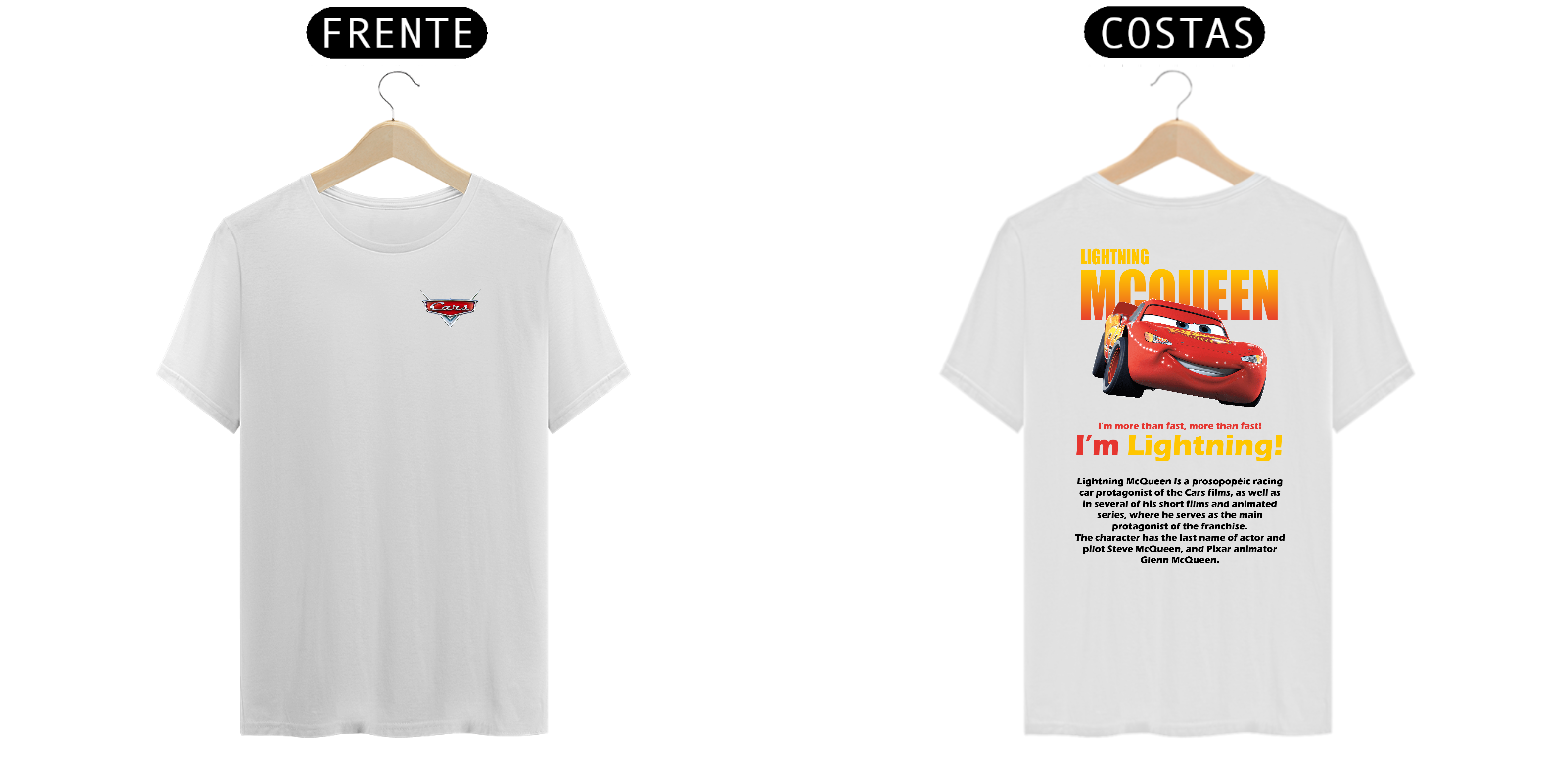 Camiseta Branca - Relâmpago McQueen