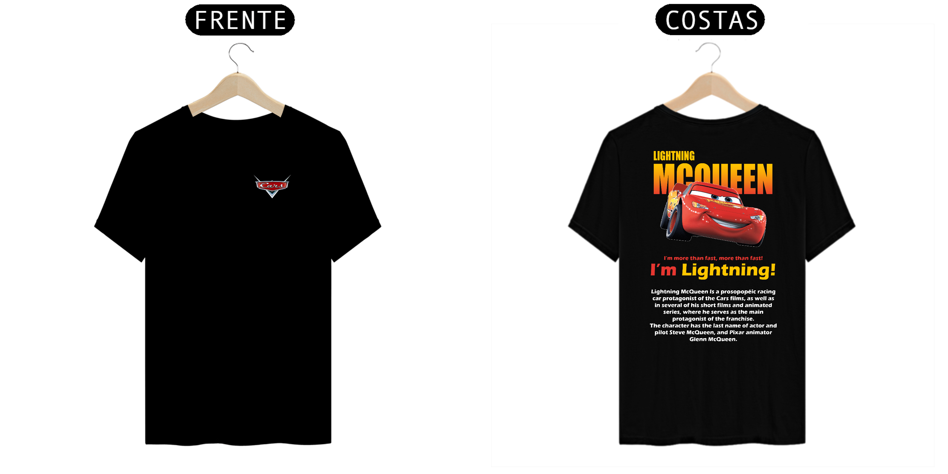 Camiseta Preta - Relâmpago McQueen