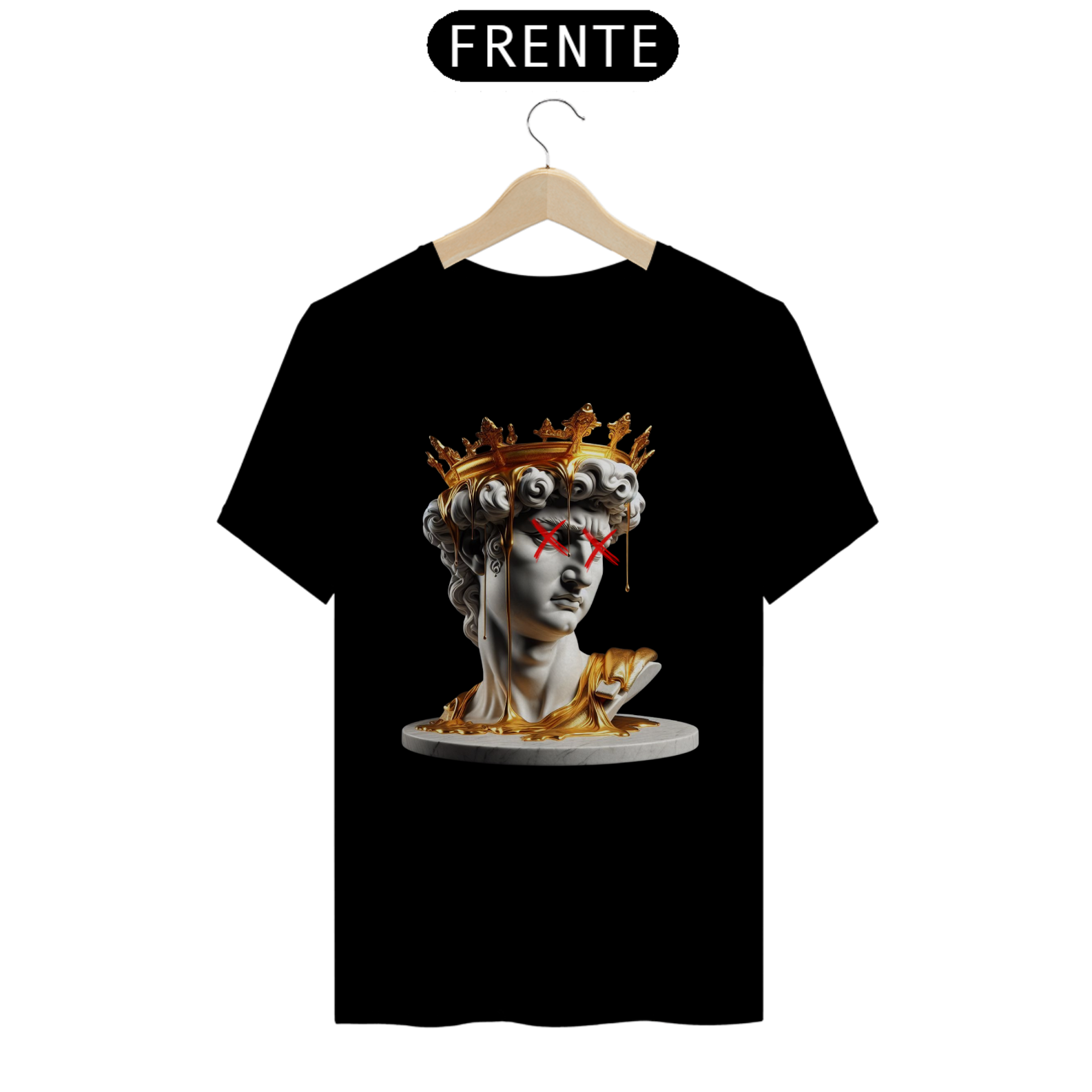 Camiseta unissex David de Michelangelo preto e branco