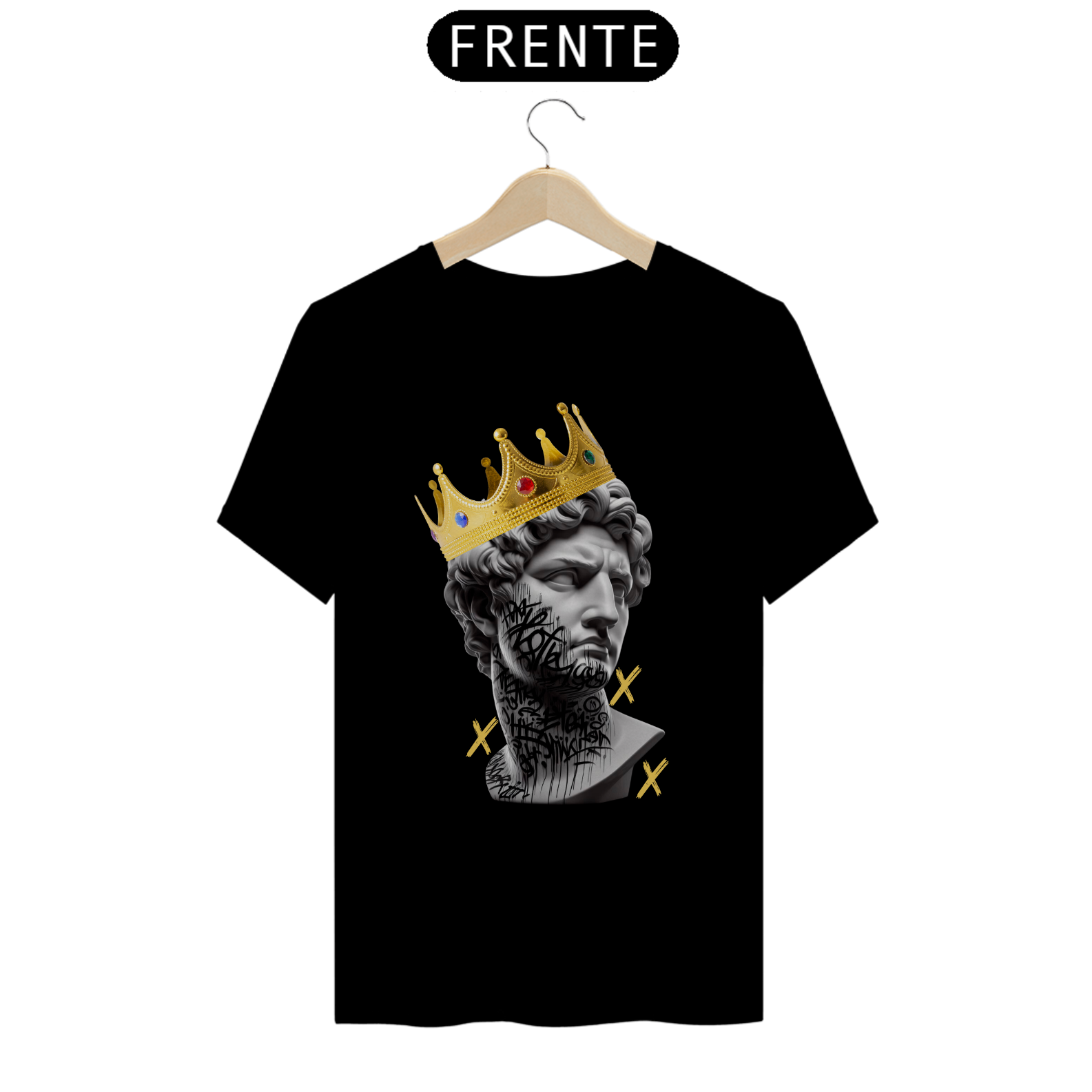 Camiseta unissex David de Michelangelo Tattoo, preto e branco