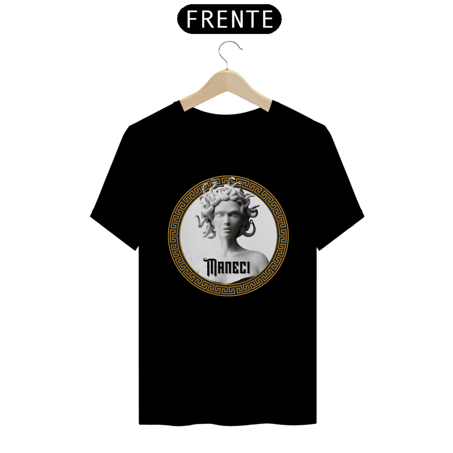 Camiseta Unissex Medusa Maneci, preto e branco