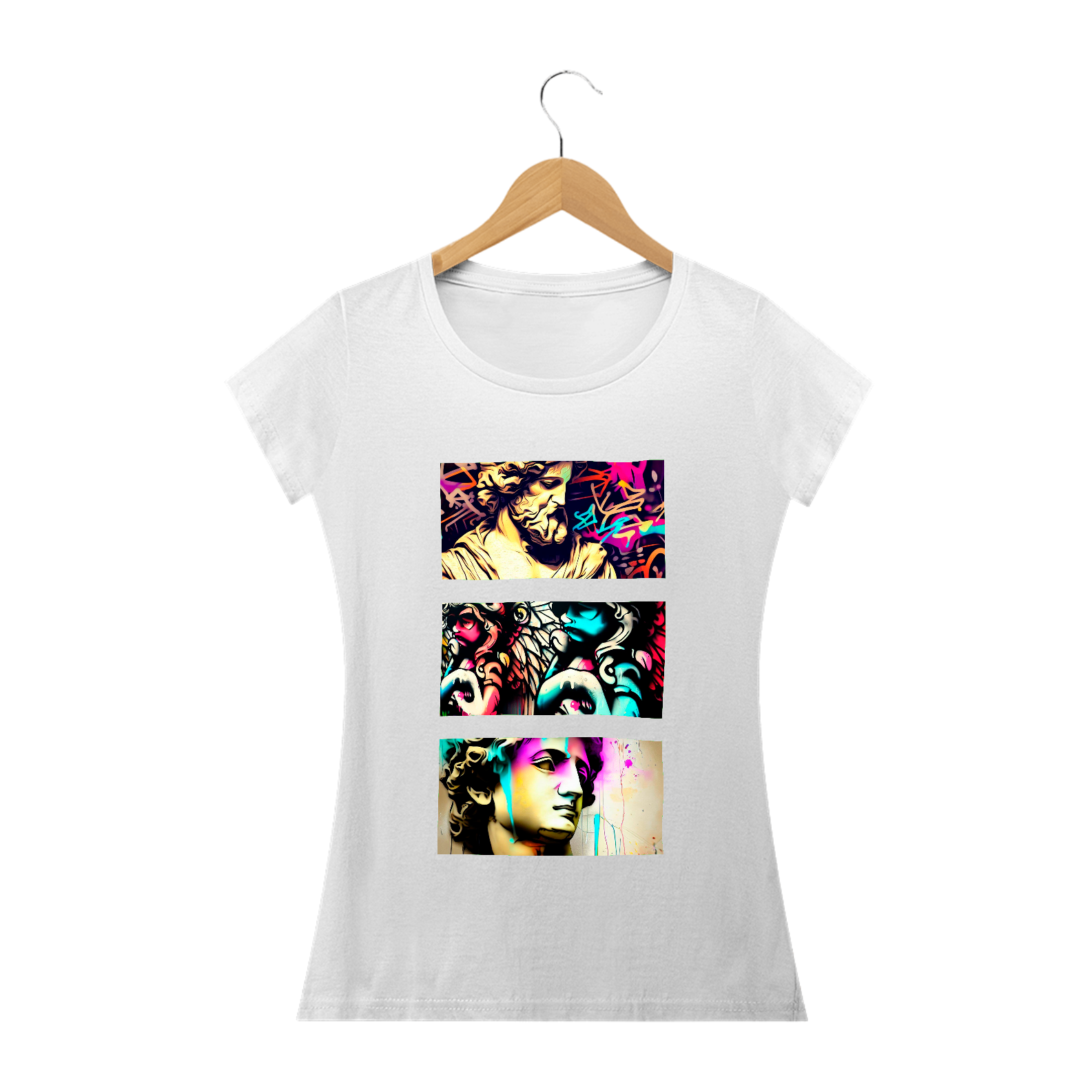 Camiseta Feminina - Estátuas Gregas Grafitadas