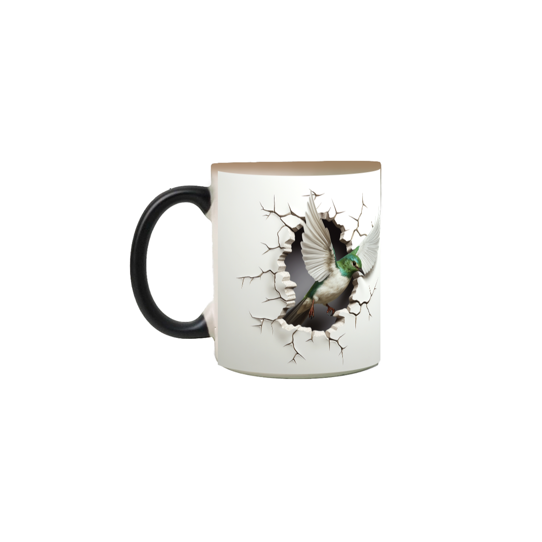 Caneca 3D mágica beijar flor