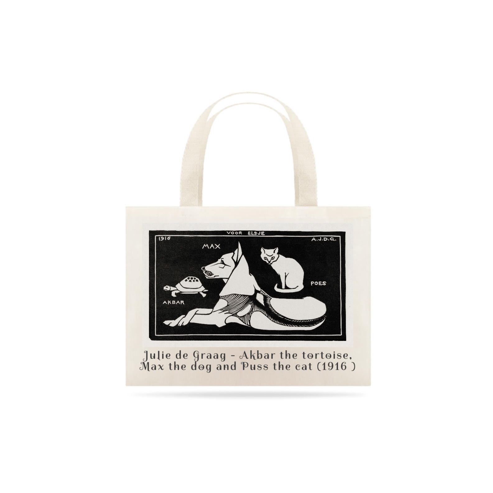 Ecobag Julie de Graag - Tartaruga, cachorro e o gato