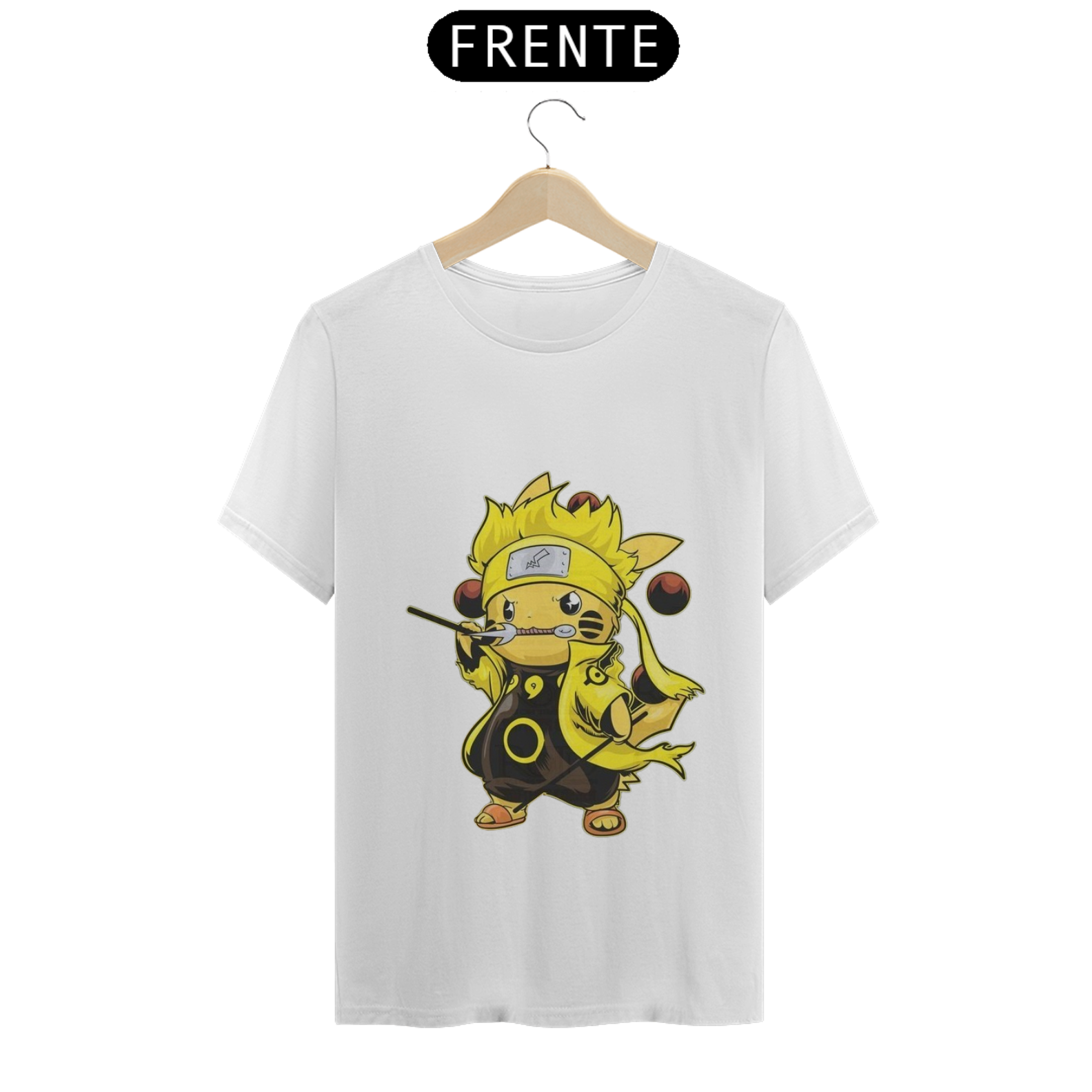 camiseta T-Shirt Classic com estampa do pikachu com roupa do naruto no modo sennin