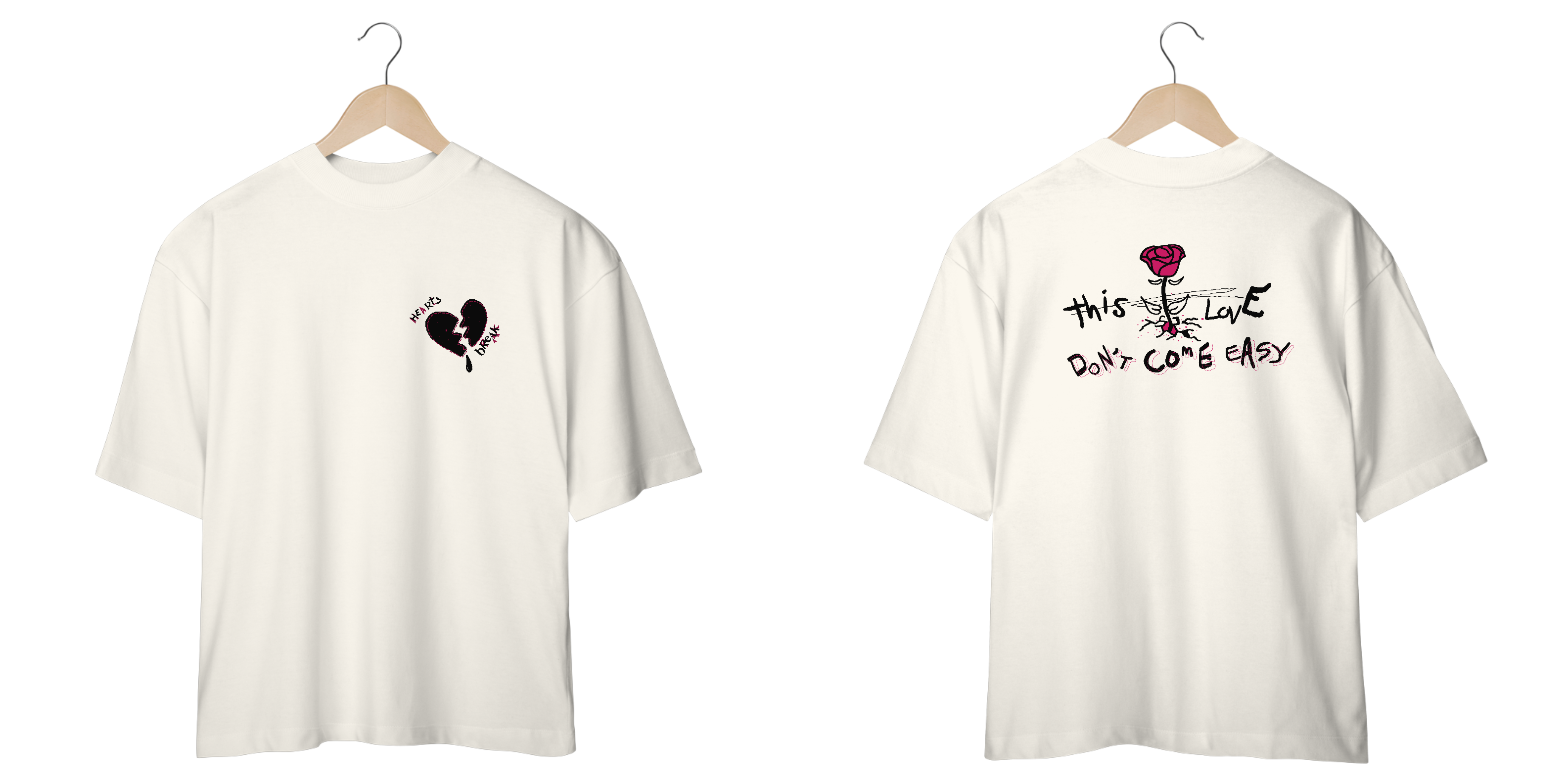 Camiseta Oversized Camiseta Hearts Break - Its Not a Phase R$156